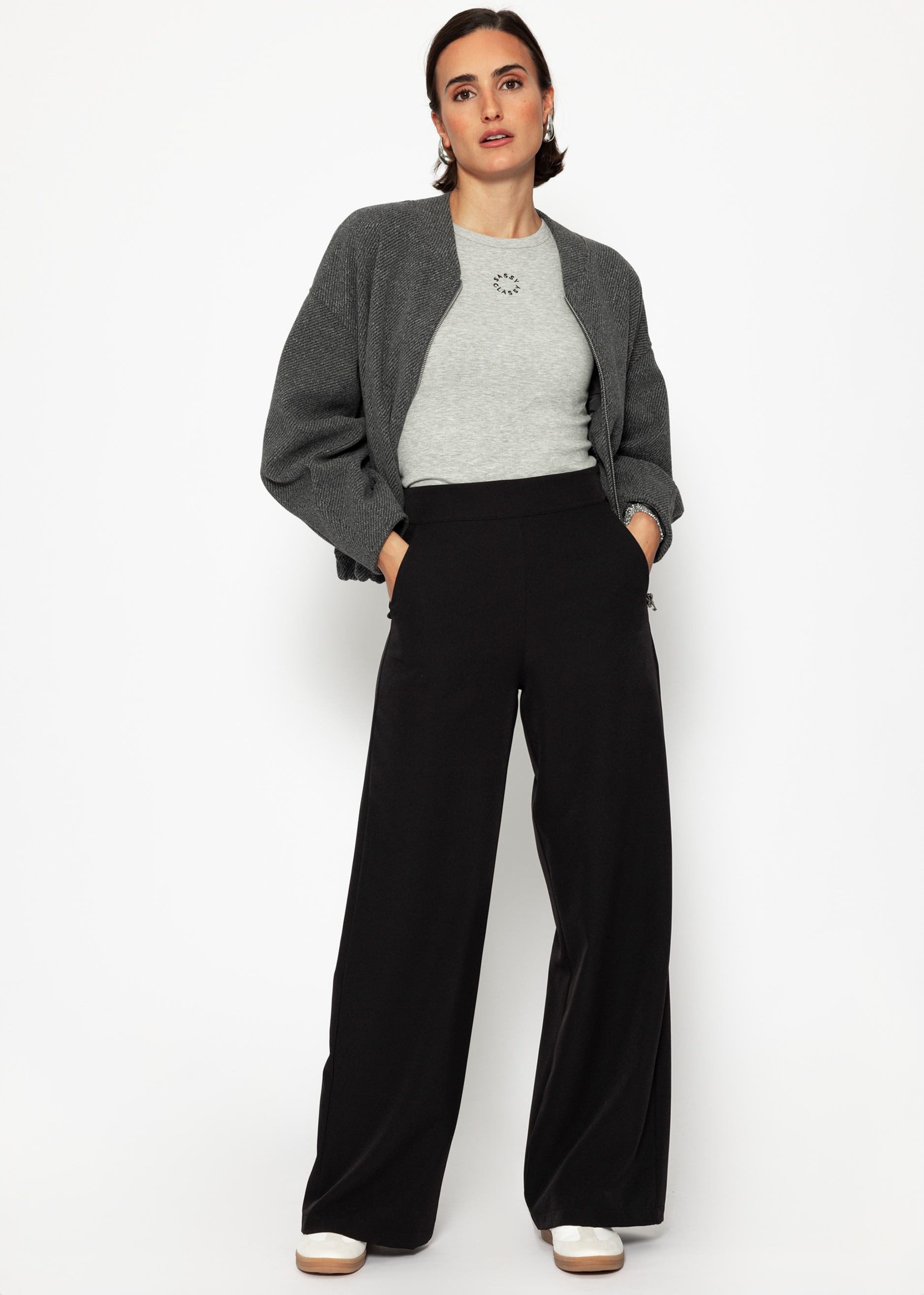 SASSYCLASSY Stoffhose Lässige High-Waist Stoffhose lang günstig online kaufen