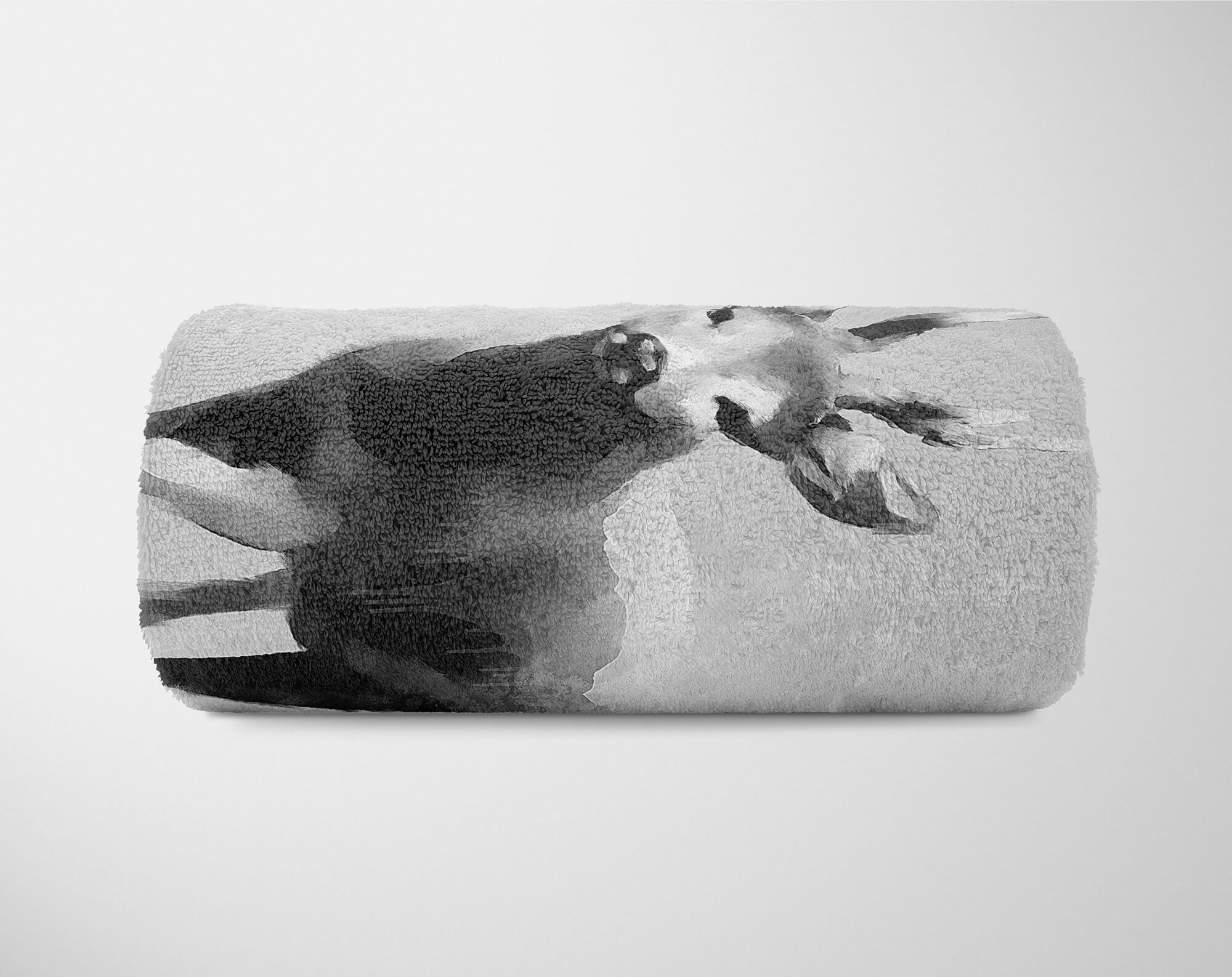 Sinus Grau Strandhandtuch (1-St), Handtuch Handtücher Antilope Saunatuch Kuscheldecke Art Motiv, Handtuch Baumwolle-Polyester-Mix