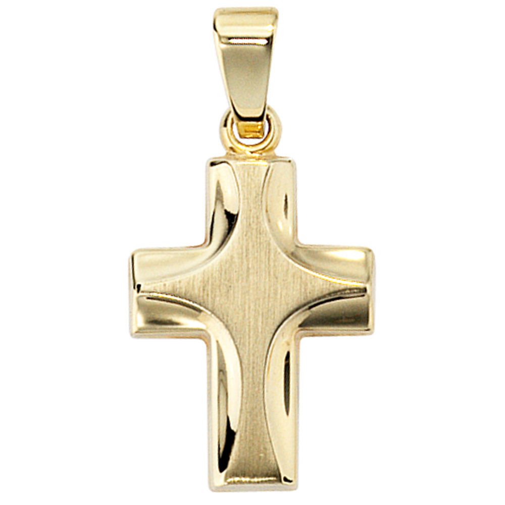 Kettenanhänger Anhänger Kreuz aus 585 Gelbgold, massiv