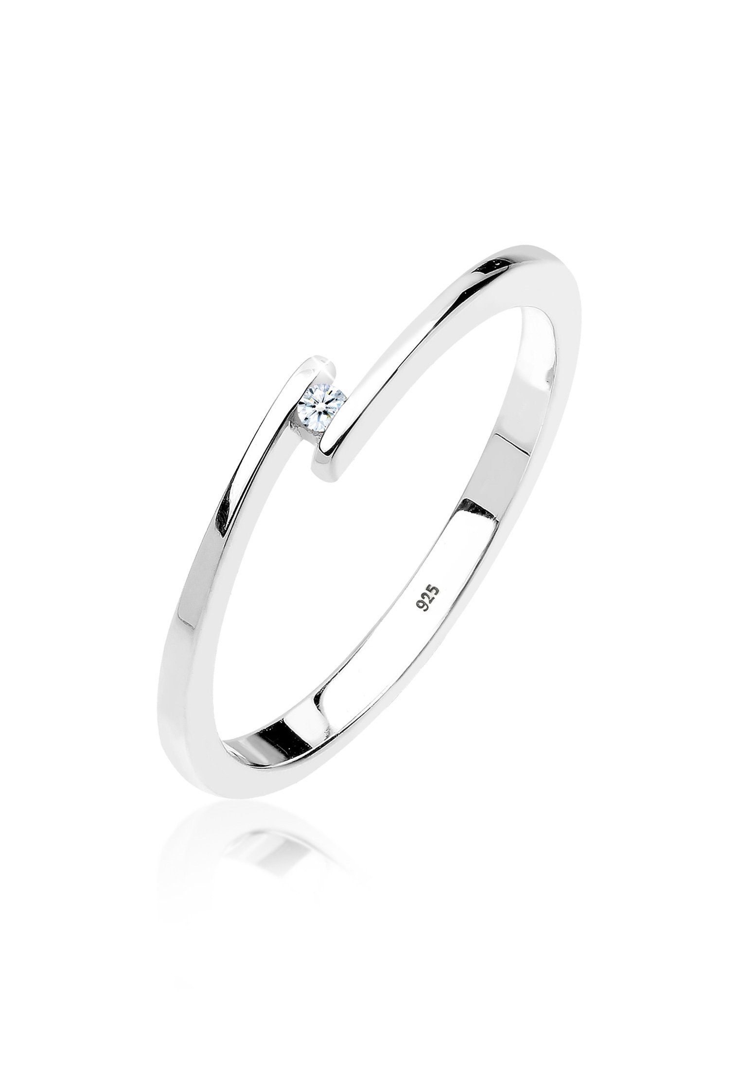 Elli DIAMONDS Verlobungsring Diamant Weiß Brillantschliff (0.015 ct) 925 Sterling Silber