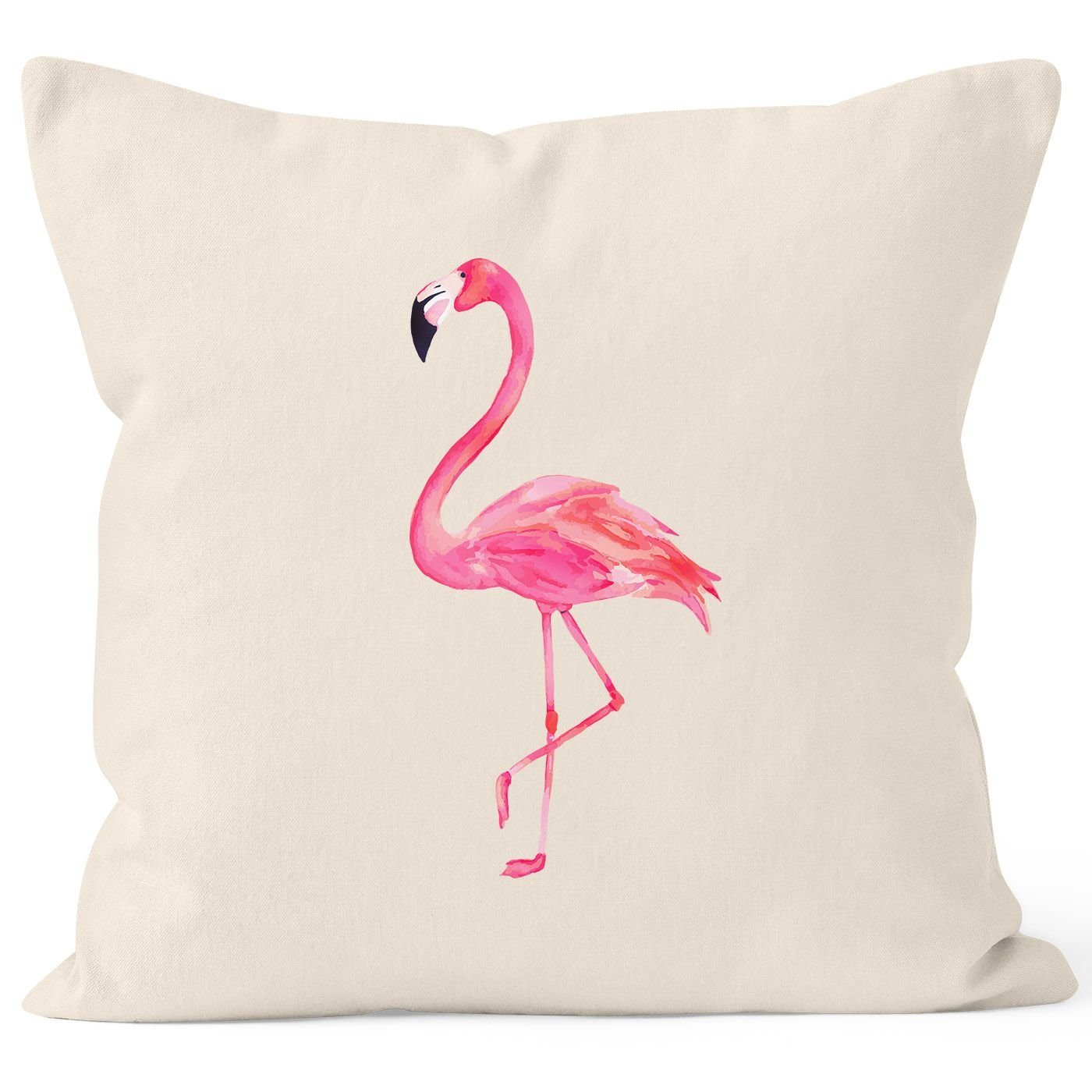Autiga® Flamingo 40x40 Kissenbezug Baumwolle Dekokissen natur Autiga Dekokissen Kissenhülle