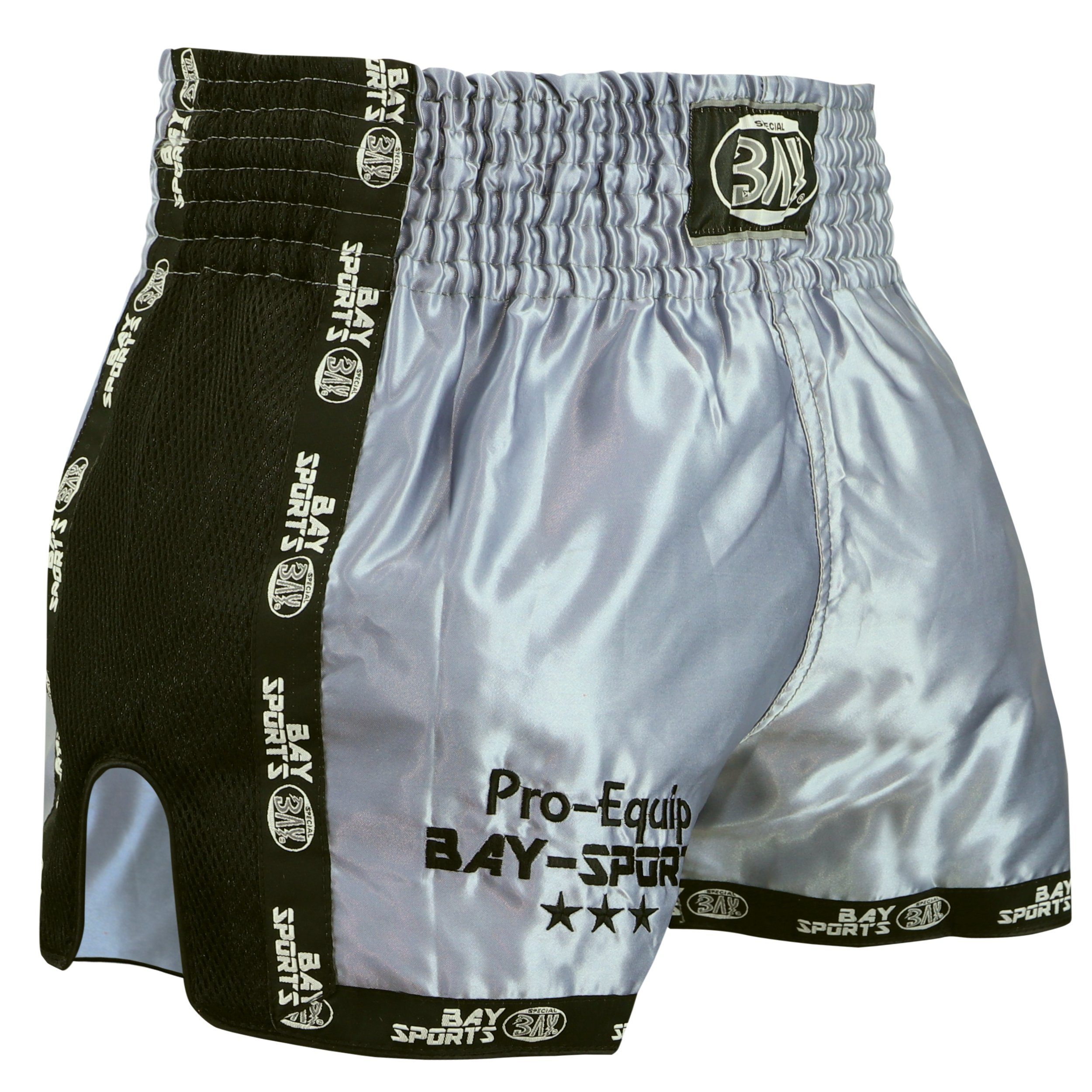 Sporthose Thaiboxhose Thaiboxen Hose Shorts Muay Thai Kick Pro Equip silber