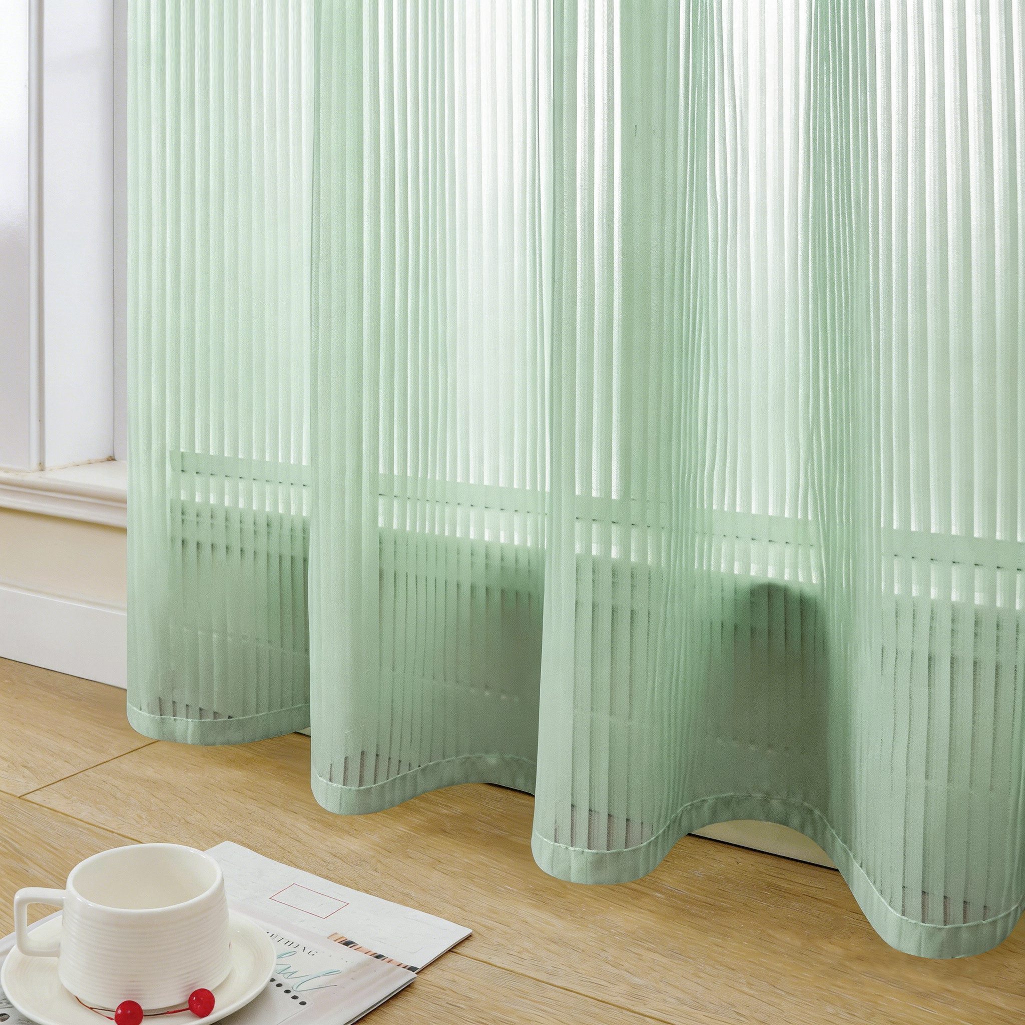 OTTO home Gardine Fritty (2 St), Multifunktionsband, transparent, Ausbrenner, Multifunktionsband, transparent, moderne Längststreifen, Ausbrenner