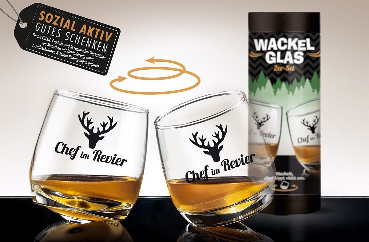 GILDE Dekoobjekt 2er Chef Set - den "Chef für Wackelglas tolle im Geschenkidee Revier"