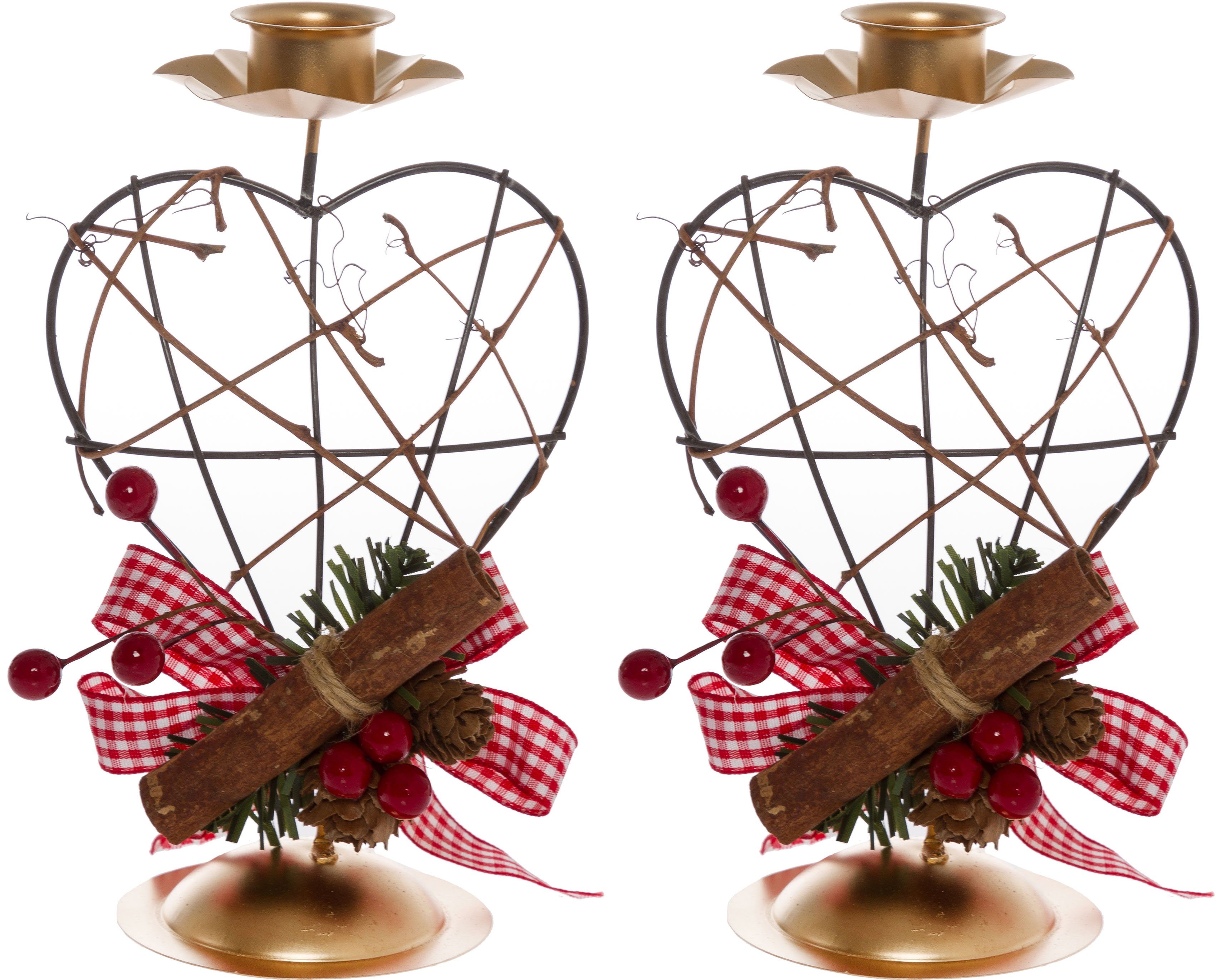 rot Herz, Kerzenhalter Höhe 18 Accessoires winterlicher mit Dekoration, & cm Weihnachtsdeko (Set, Möbel 2 Myflair St),