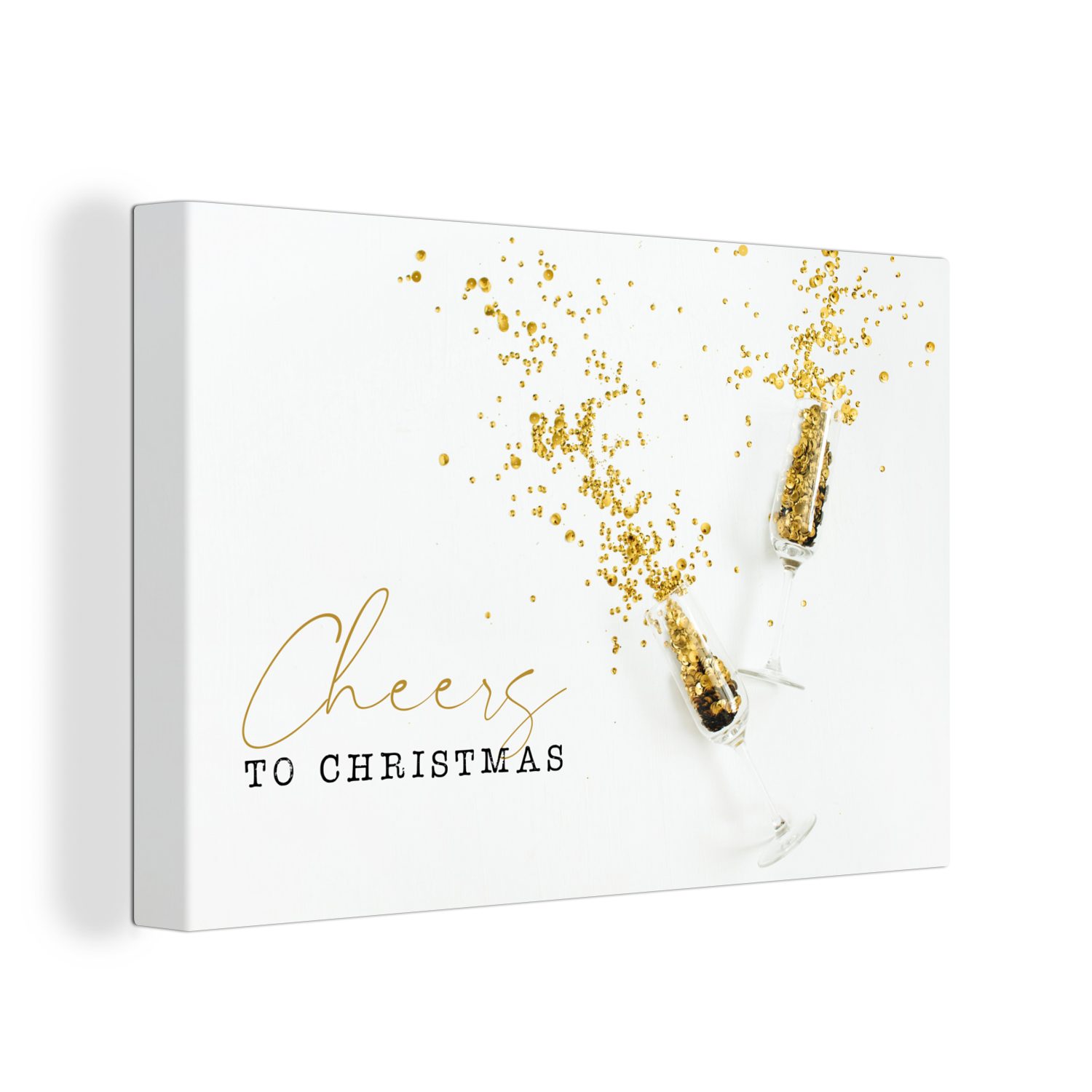 OneMillionCanvasses® Leinwandbild Winter - Gold - Weiß, (1 St), Wandbild Leinwandbilder, Aufhängefertig, Wanddeko, 30x20 cm