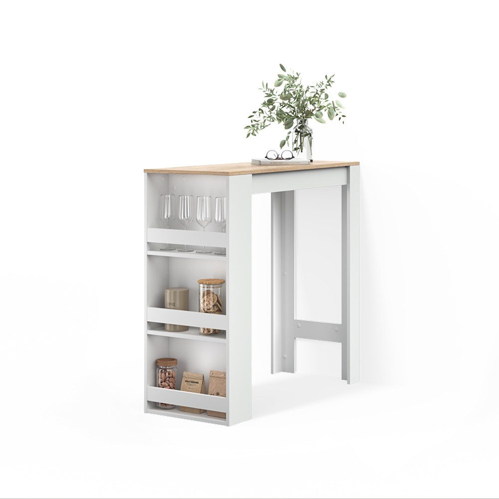 Livinity® Bartisch Regusa, Weiß/Sonoma/Sonoma, 45 x 110 cm (1-St)