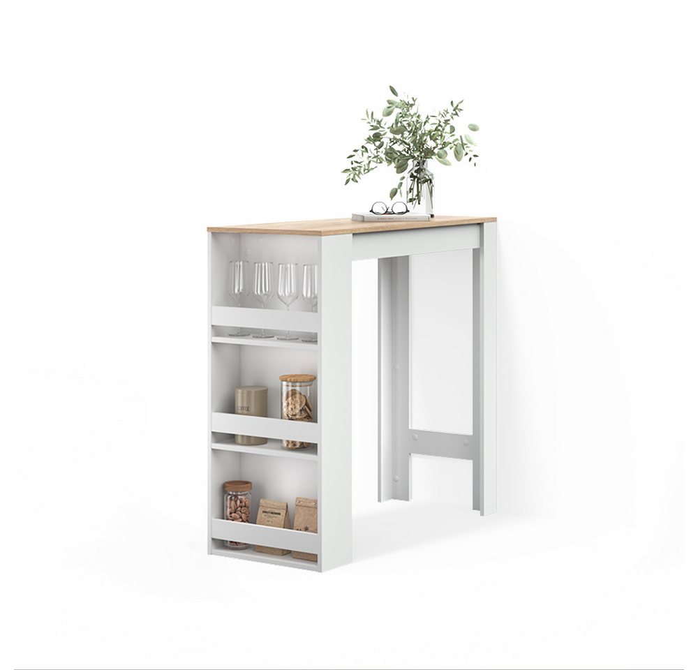 Livinity® Bartisch Regusa, Weiß/Sonoma/Sonoma, 45 x 110 cm (2-St)