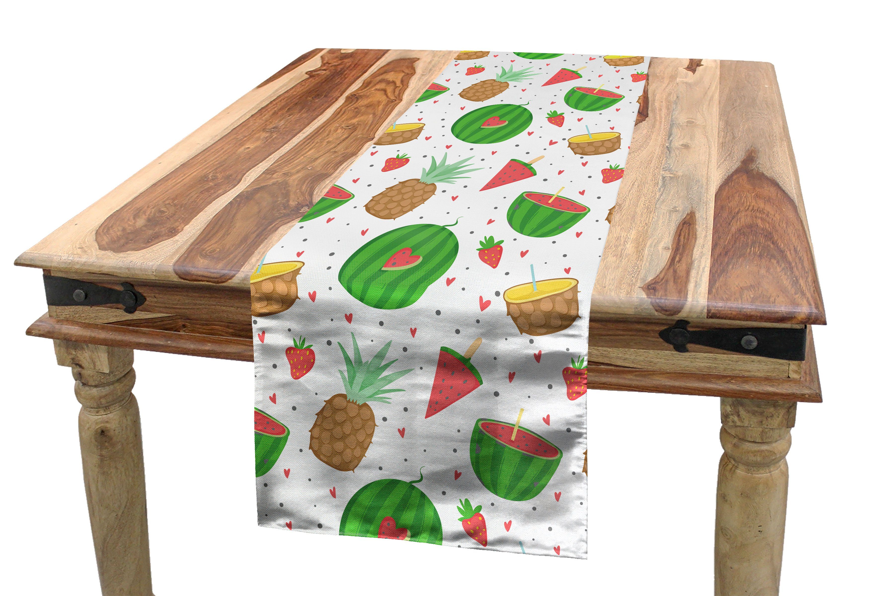 Abakuhaus Tischläufer Esszimmer Küche Rechteckiger Dekorativer Tischläufer, Tropisch Exotische Früchte Tupfen