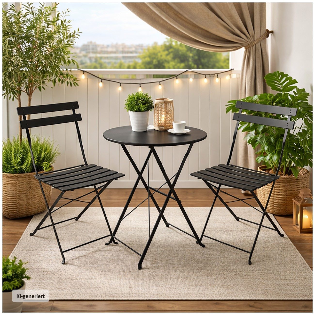 HTI-Living Gartentisch Gartentisch Basil Metall rund klappbar Schwarz (Stück, 1-St., 1 Gartentisch) – Bild 2 von 4