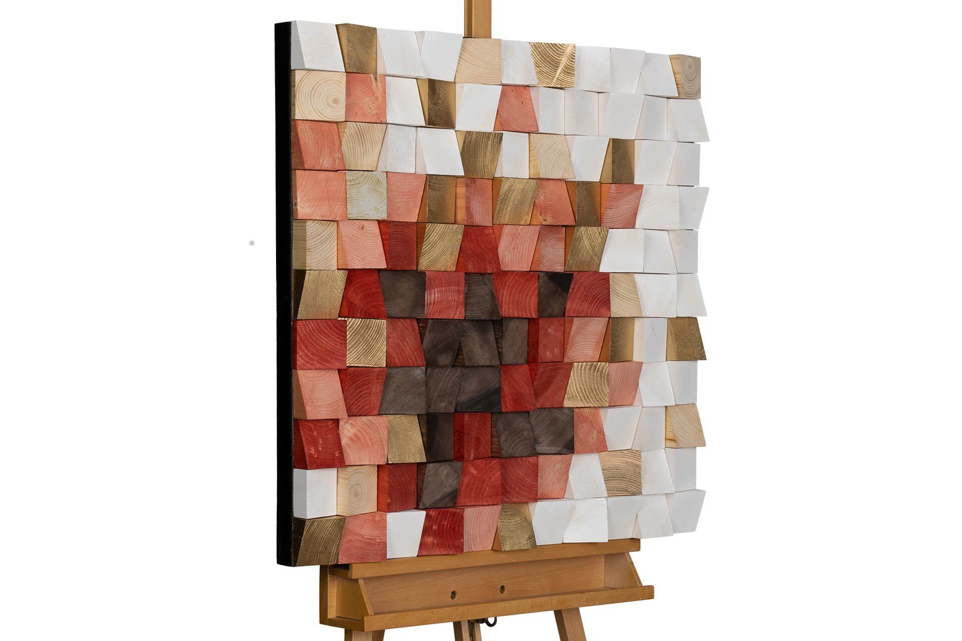 Wandbild 75x75 KUNSTLOFT Holz of Holzbild aus cm, Colours Dawn handgefertiges