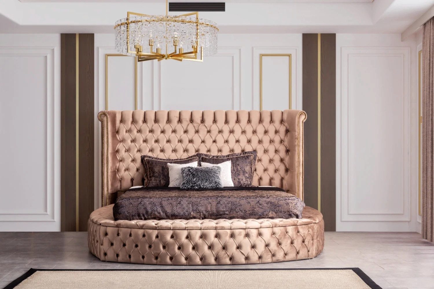 Bermo Home Bettgestell Pera (Set, Pera Boxspring-Bettgestell mit Chesterfield-Kopfteil & Bettkasten), hohem Wingback-Kopfteil, Chesterfield-Knopfheftung