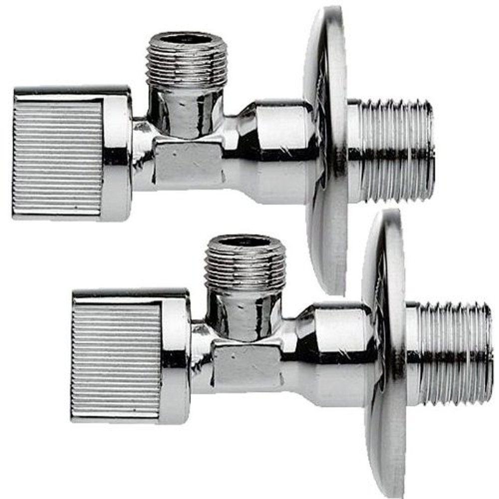 Sanixa Geräteventil Anschluss Ventil Messing verchromt Kombiventile Armatur Waschbecken, (4-tlg), 2er Set Kombi Eckventile 1/2" x 3/8" Zulauf Ventil Spülbecken