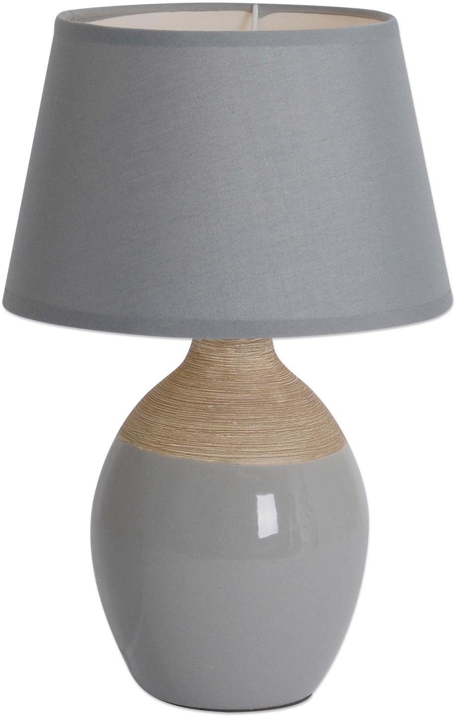 näve Tischleuchte Talia, ohne Leuchtmittel, Keramik, E14 max. 60W, Kippschalter, 2- farbiger Fuß (grau und natur) | Tischlampen