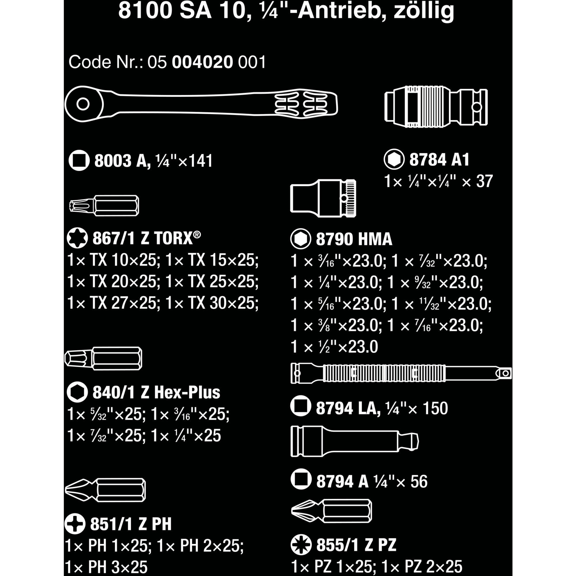 Wera Bit-Set Wera 8100 Metal-Knarrensatz, SA zöllig 10 Zyklop