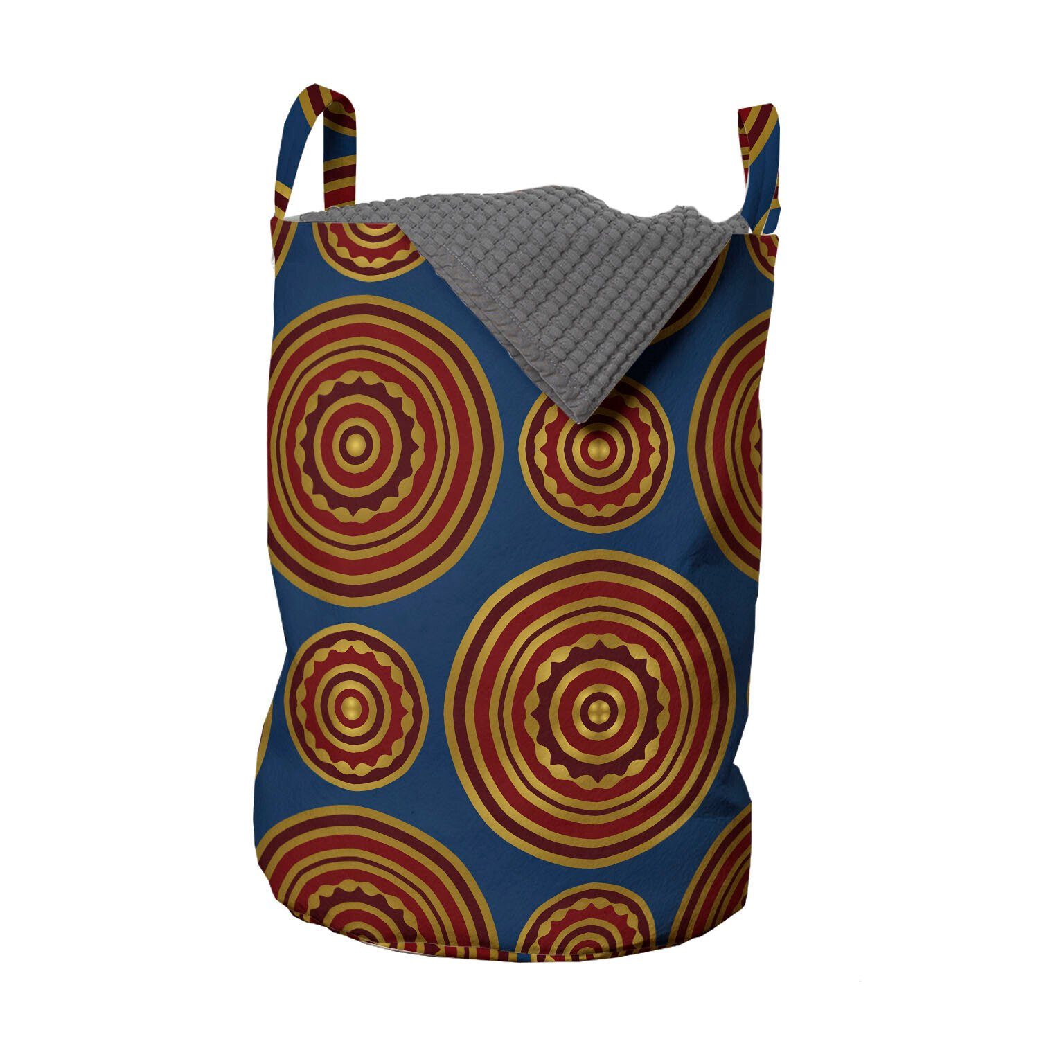 Abakuhaus Wäschesäckchen Wäschekorb mit Griffen Kordelzugverschluss für Waschsalons, Mandala Tribal Style Einfache Kreise