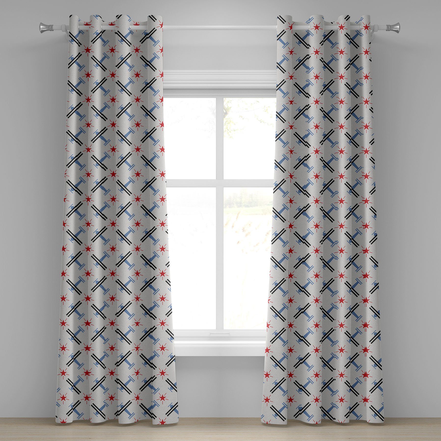 Gardine Dekorative 2-Panel-Fenstervorhänge für Schlafzimmer Wohnzimmer, Abakuhaus, Weinlese-Flugzeug Retro Craft