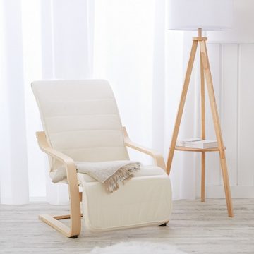 Homestyle4u Relaxsessel Sessel Natur Fernsehsessel Schaukelstuhl, Bezug abnehmbar, Fußteil verstellbar