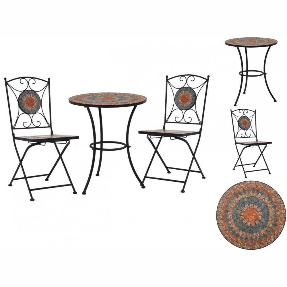 DOTMALL vidaXL Garten-Essgruppe 3-tlg Bistro-Set Mosaik Keramik Orange Grau Sitzgruppe Set