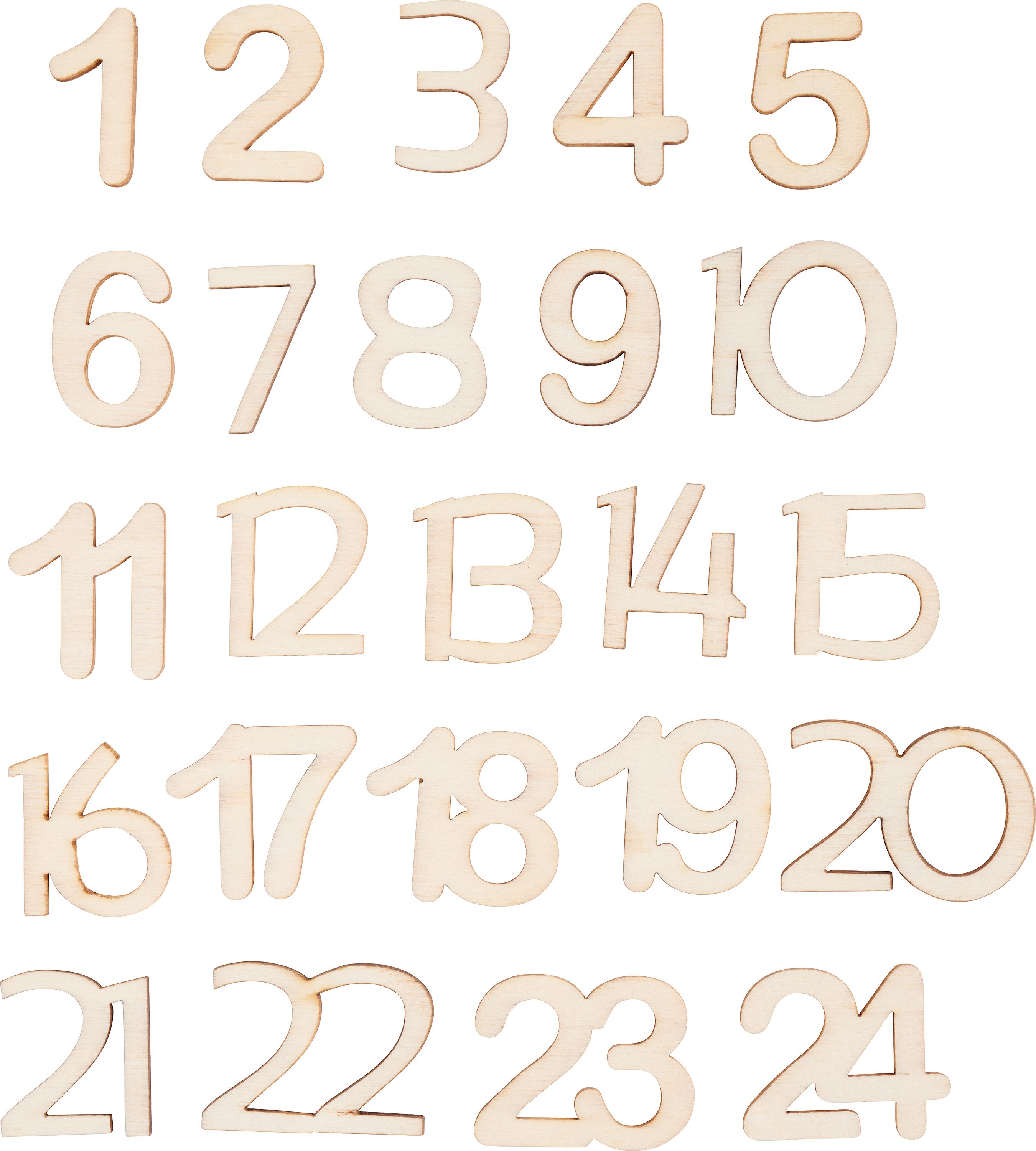 VBS Adventskalender Adventszahlen 1-24, Natur 2 cm