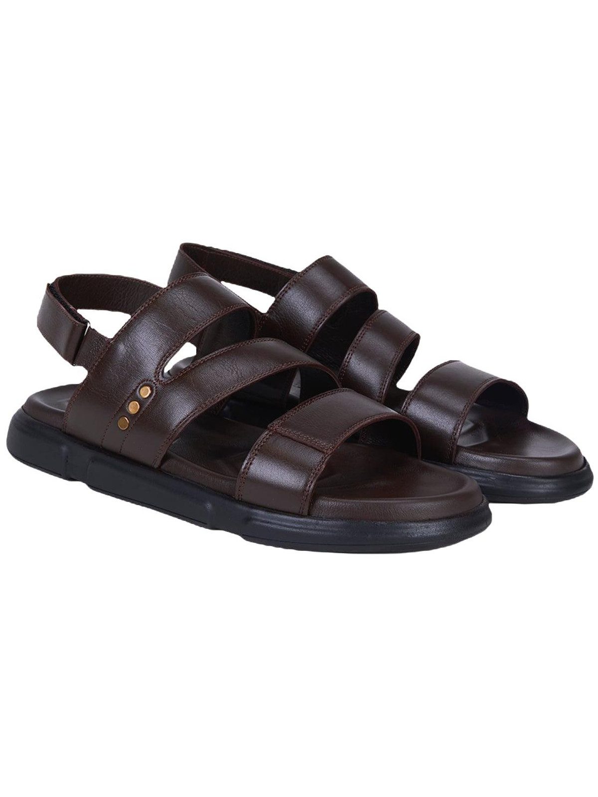 Desa DESA Herren-Ledersandalen mit Nietenbesatz Badezehentrenner