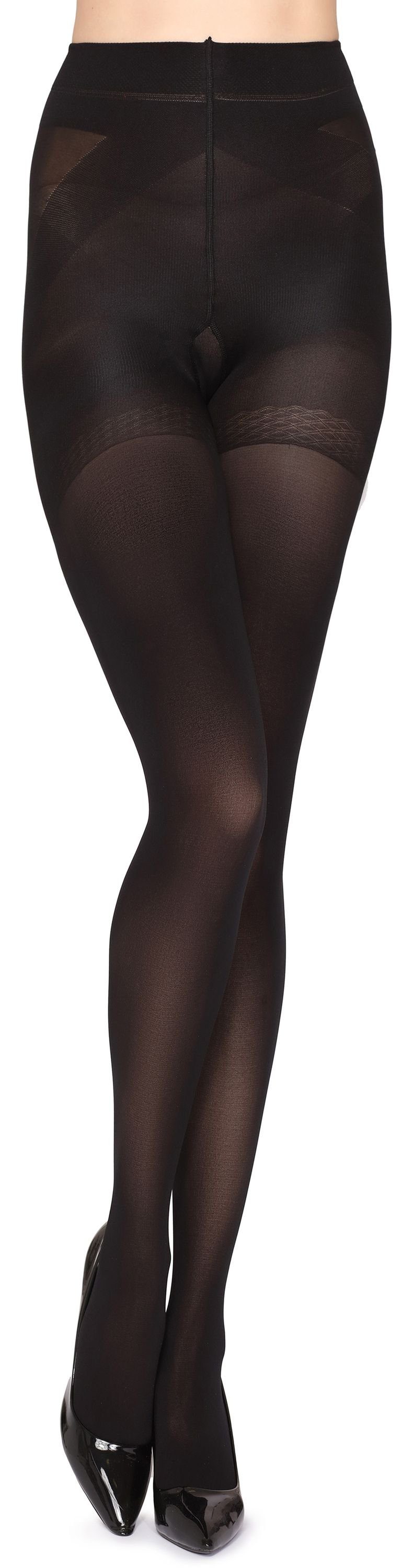 Merry Style Strumpfhose Damen Strumpfhose mit Formhöschenteil 70 DEN MSGI026 70 DEN (1 St) Schwarz