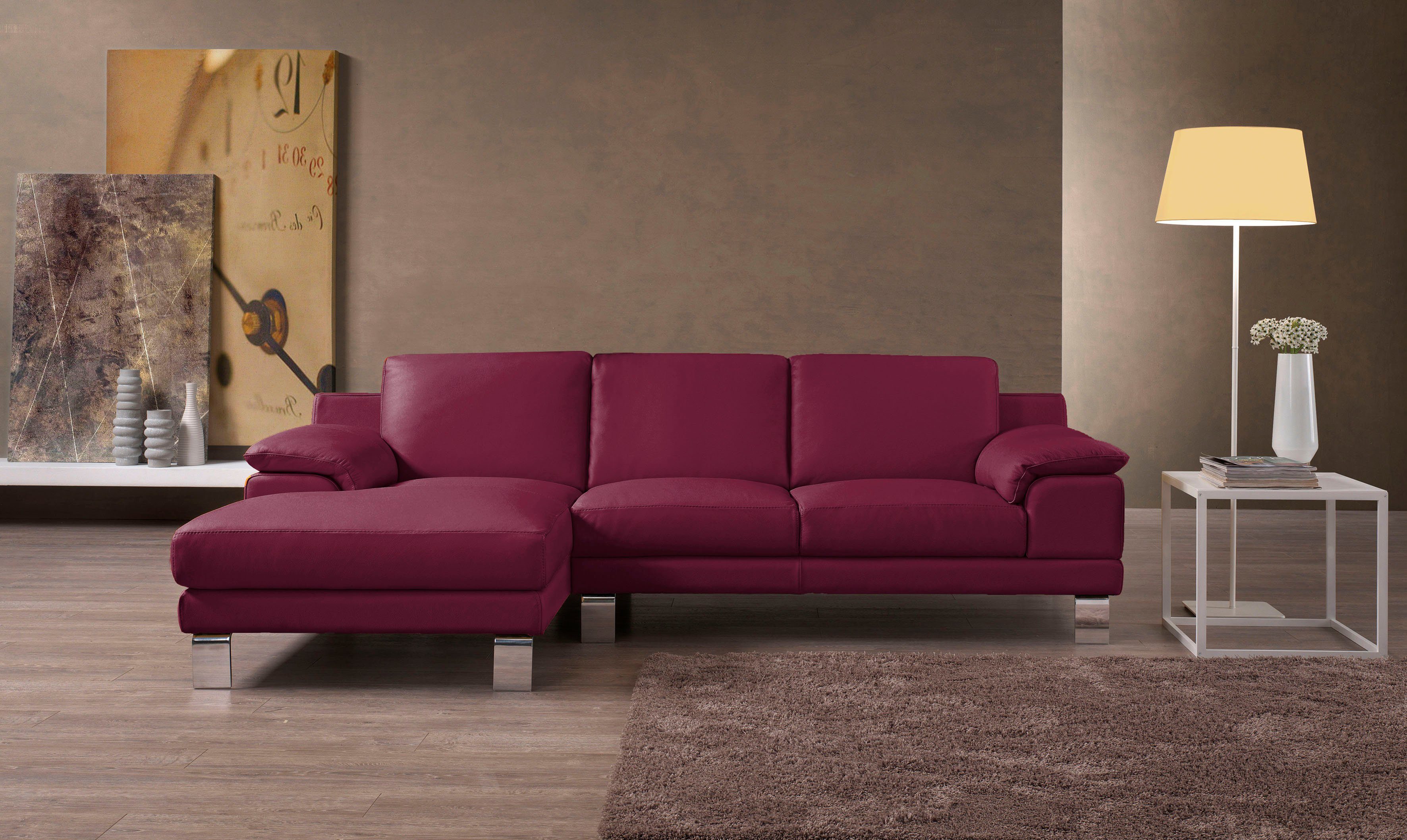Egoitaliano Ecksofa Shakira, Design & Sitzkomfort auf hohem Niveau, Breite 236cm, L-Form, mit Recamiere, L-Form, edle Füße