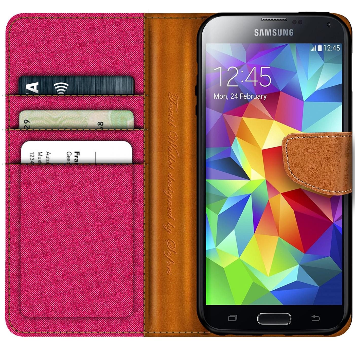 CoolGadget Handyhülle Flip Case Wallet Cover Book Tasche für Samsung Galaxy S5 / S5 Neo 5,1 Zoll, Handy Tasche mit Kartenfach Book Schutzhülle