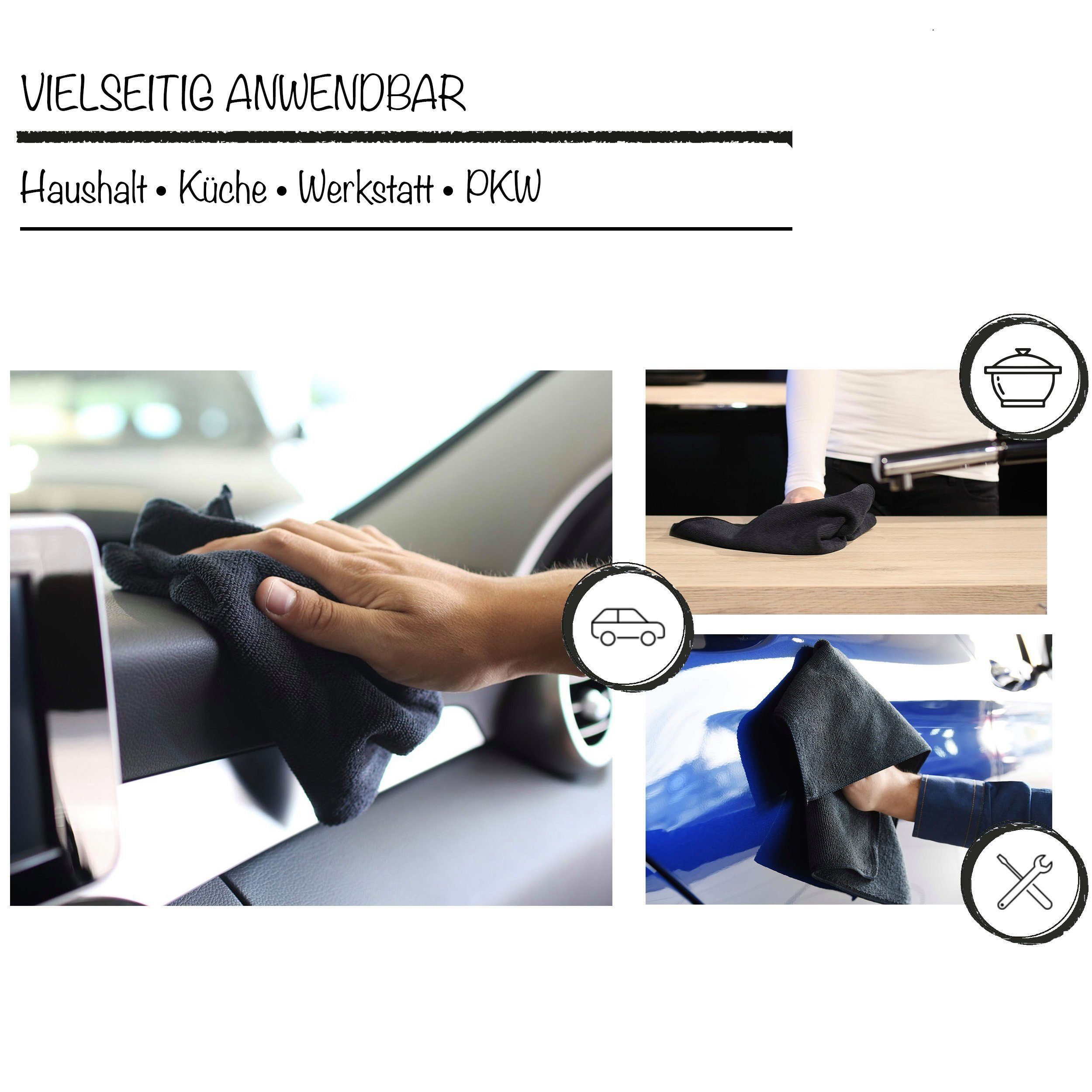 Hometex Premium Textiles Geschirrtuch Mikrofaser Putztuch, Staubtuch Reinigungstuch 40 x 40 cm, (10-tlg), Ideal für Autopflege, Küche und Barista