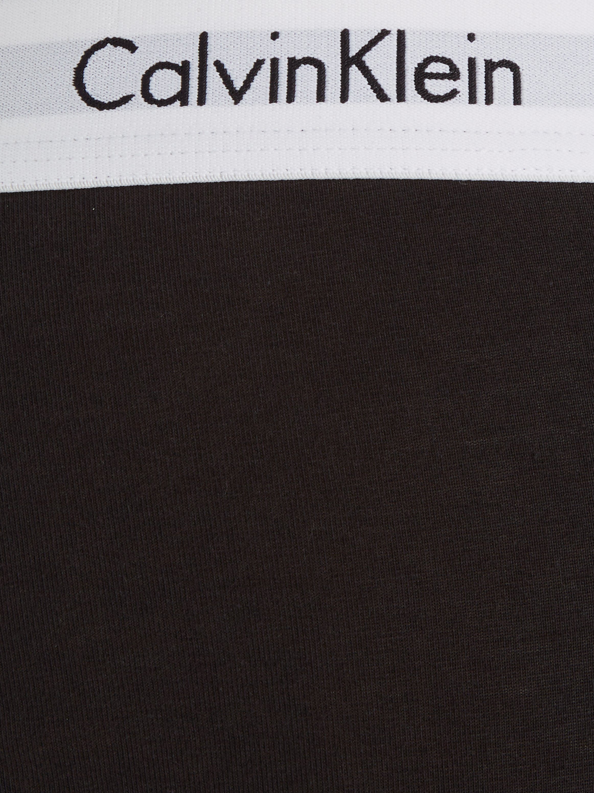 (Packung, Underwear auf weiß 3-St) Logoschriftzug Klein schwarz, Calvin hellgrau-meliert, Bund mit dem Slip