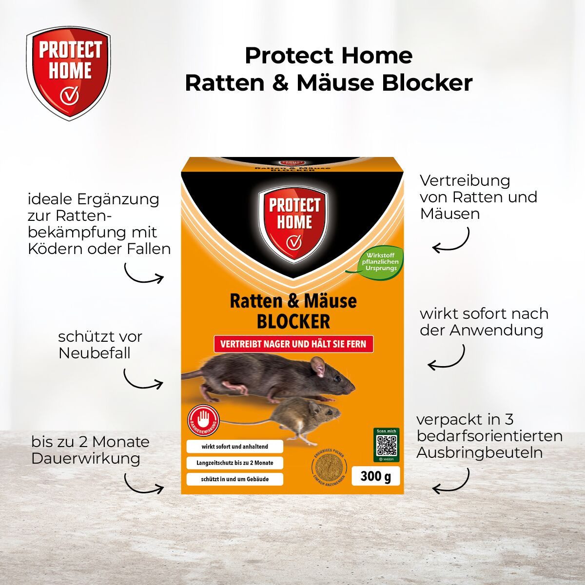 Protect Home Gartenpflege-Set Ratten & Mäuse Blocker, 300 g