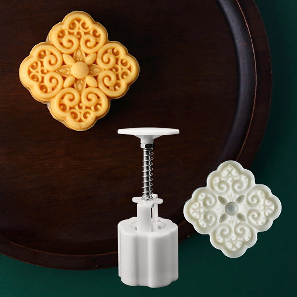 goldene Stil, G 3D-Mondkuchenform-Set 75 Chinesischen Muffinform Blusmart Blume Im Wiederverwendbare