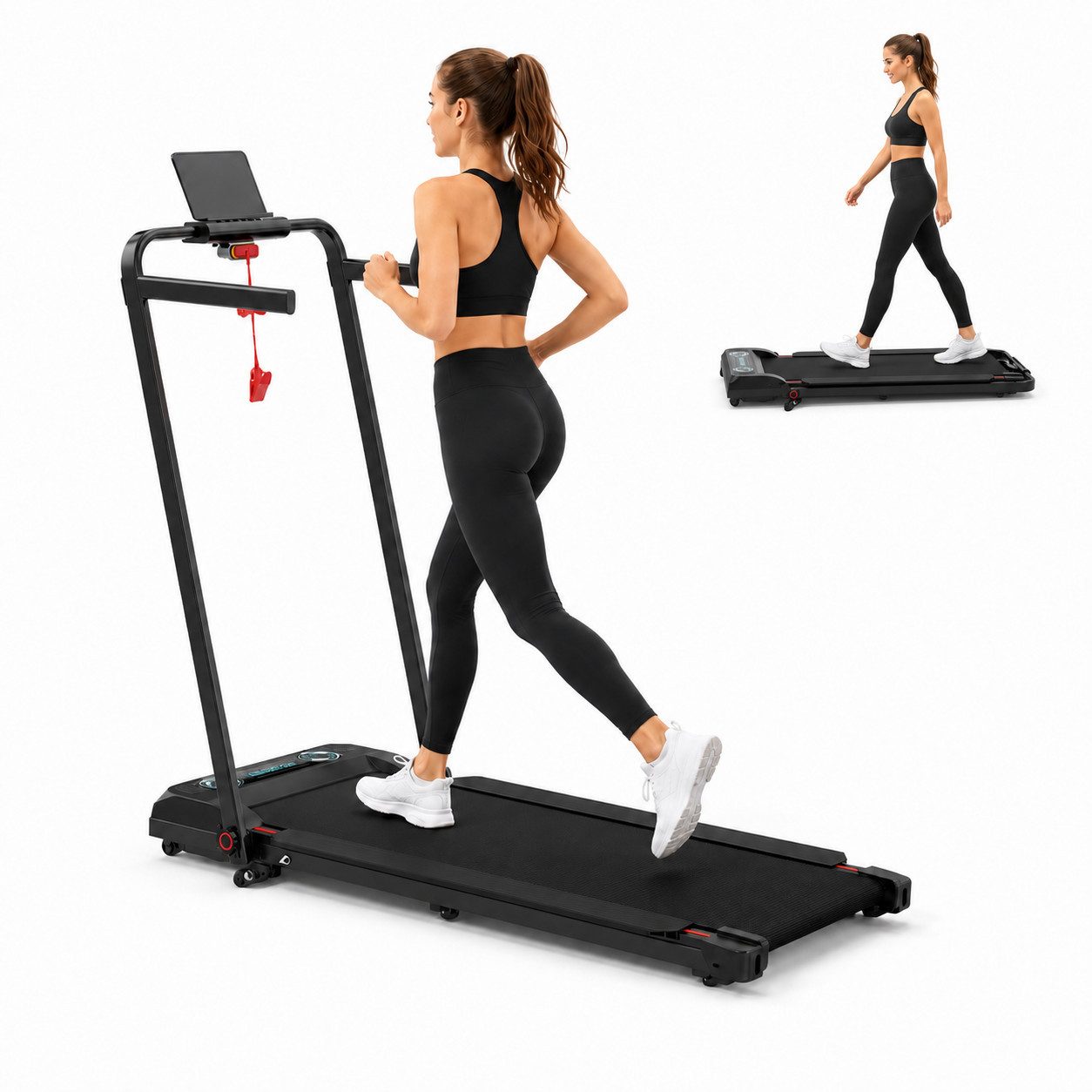 LIKESPORTING Laufband zu Hause,Walking Pad 6/8 km/h, leiser Motor, Fernbedienung, 40*102cm Laufbereich, Max 8 km/h,für Büro und Wohnung, 14%Steigung