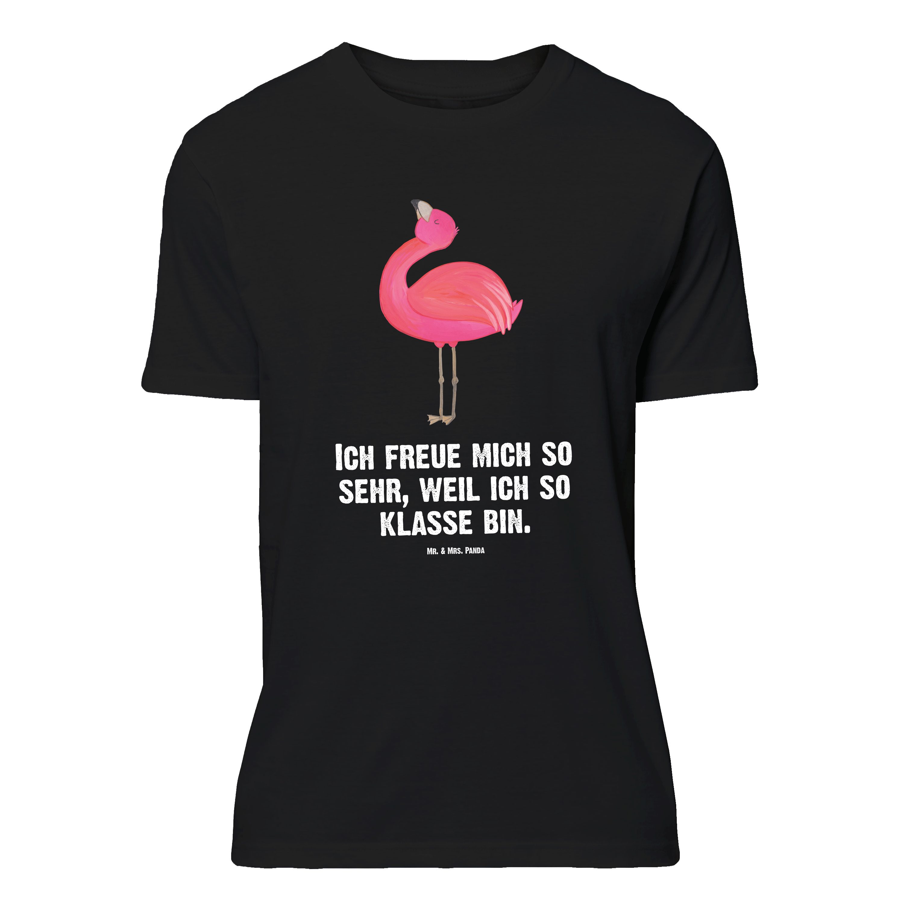 Mr. & Mrs. Panda T-Shirt Flamingo Stolz, Größe XL T-Shirt, Schwarz, T-Shirt mit Spruch, Stolz, (Packung) Tshirt T-Shirt T-Shirt mit Spruch