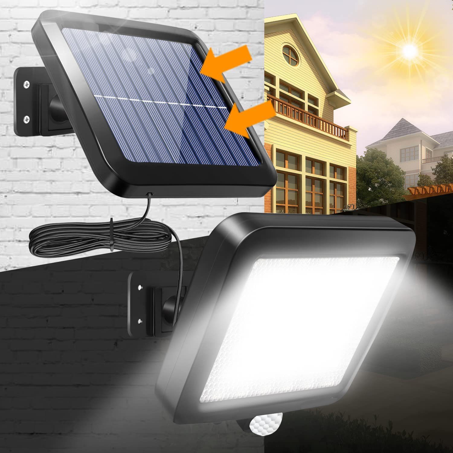 Kpaloft LED Solarleuchte, Außen-Wandleuchte, Solarlampen mit Bewegungssensor