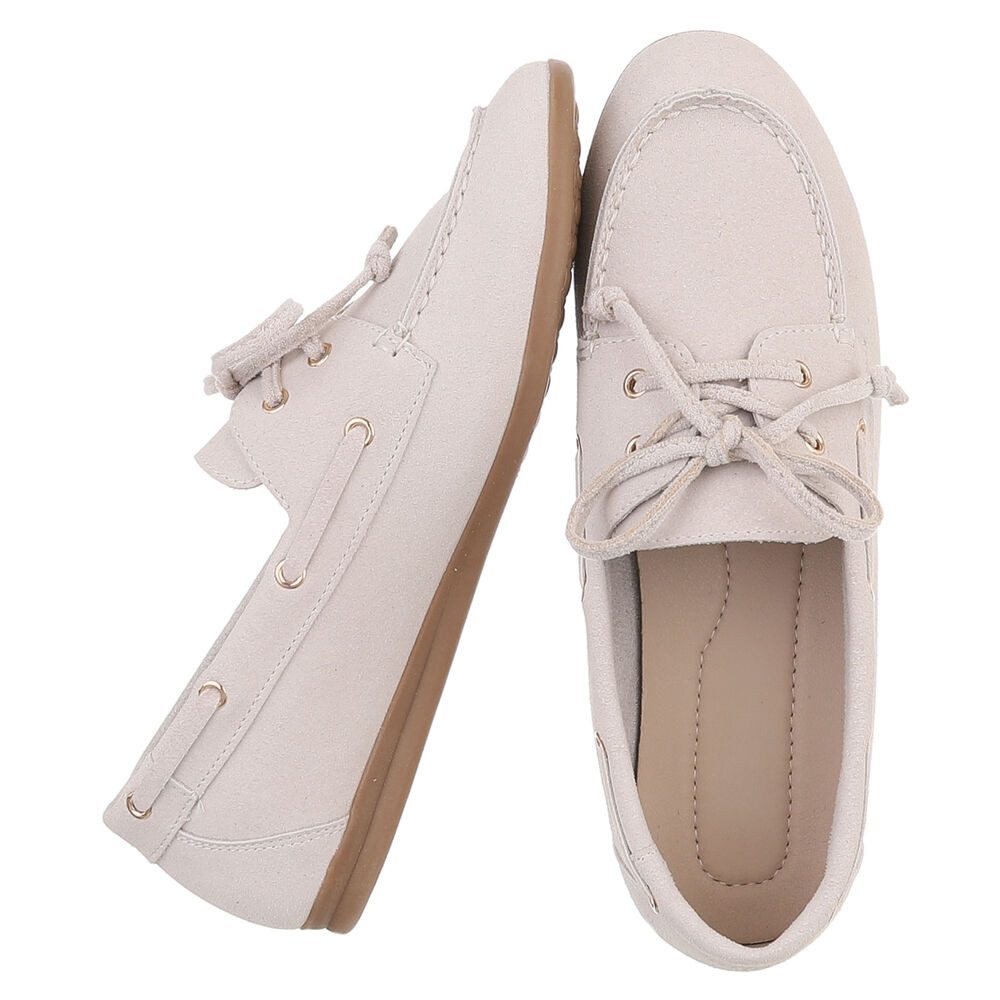 Ital-Design Damen Bootsschuh Schnürschuh Mokassin-Style Freizeit Schnürschuh (91849230) Flach Schnürer in Beige