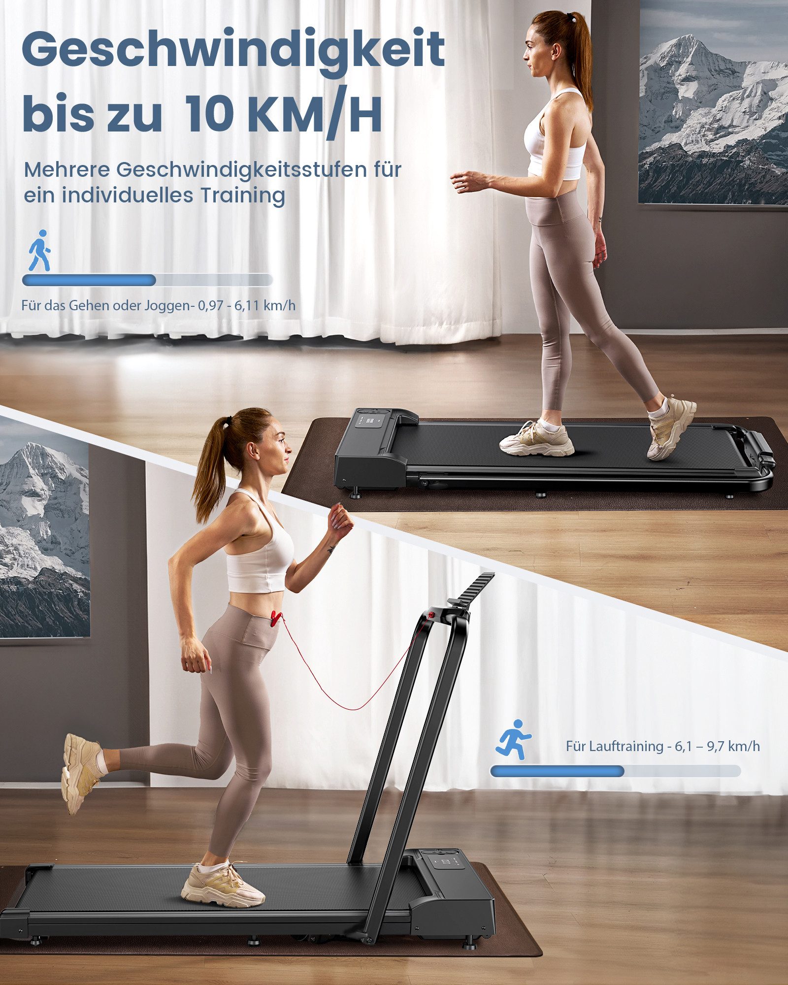 iscooter Laufband Klappbares Laufband bis 14 km/h walking jogging pad, Hochwertiger Stahlrahmen, 2.5HP Hochleistungsmotor