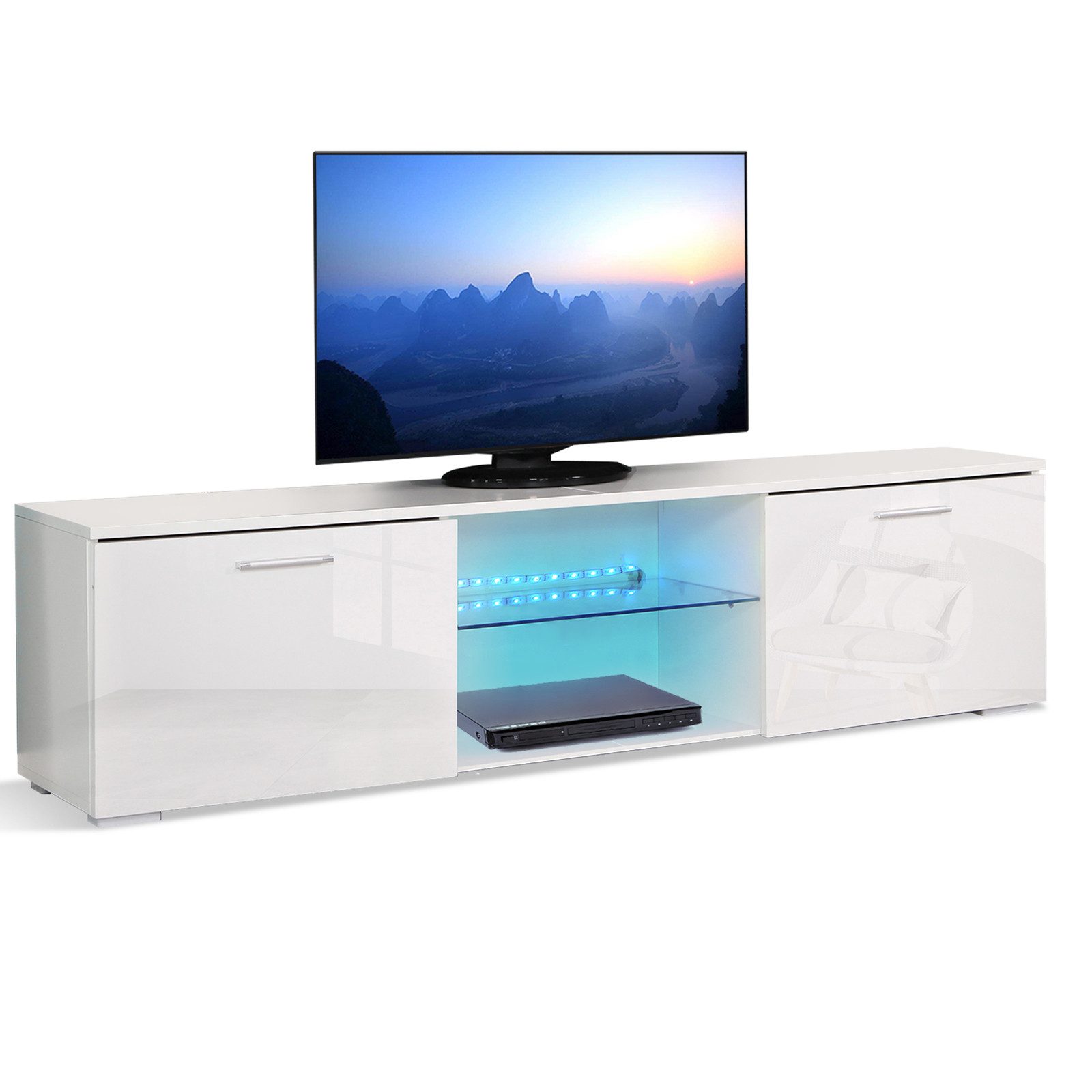 Mondeer Lowboard, TV-Schrank, LED-TV-Ständer, TV-Board, mit 16-Farben-LED-RGB-Leuchten