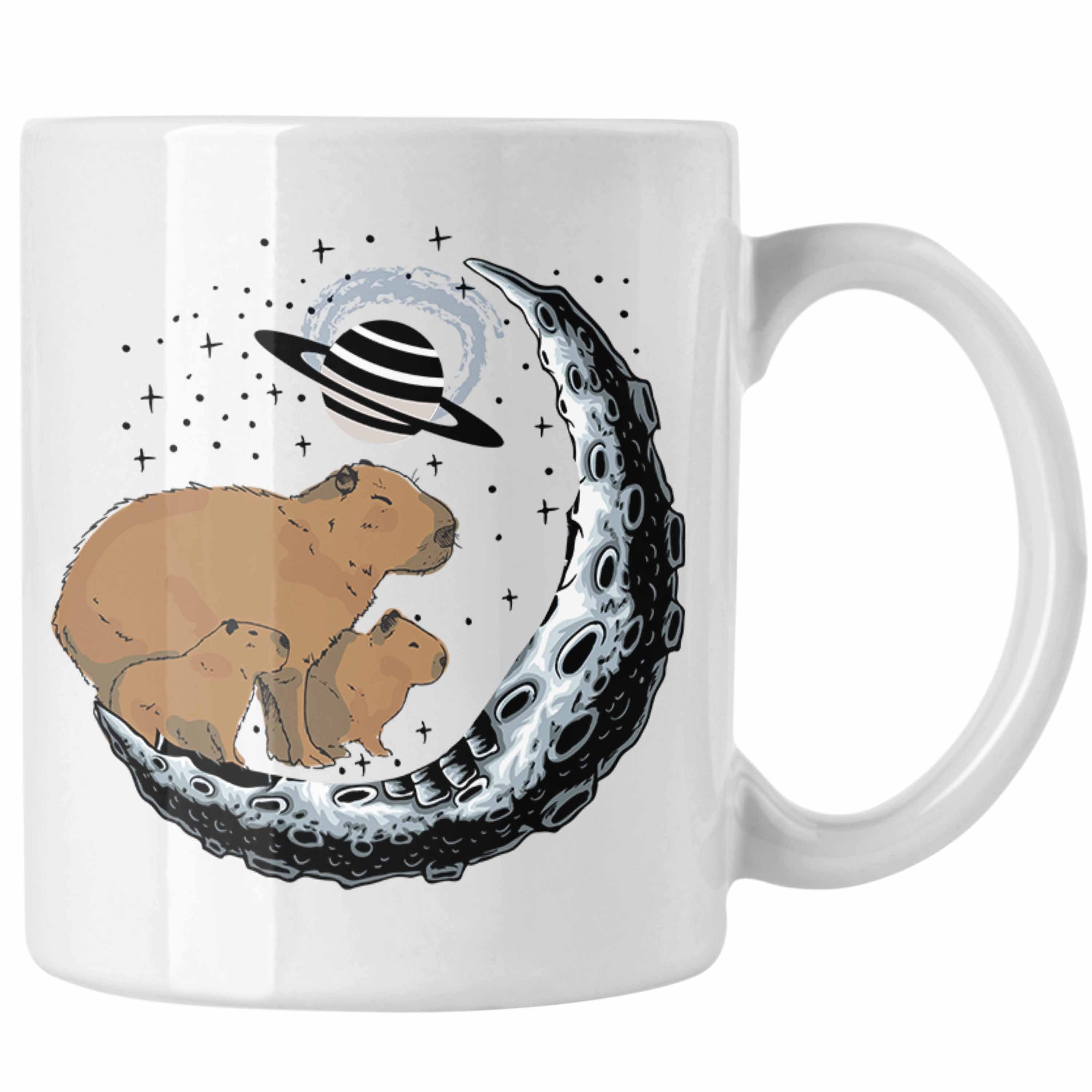 Trendation Tasse Galaxie Capybara Tasse Capybara Tier Kaffeetasse Geschenk für Capybara Weiss