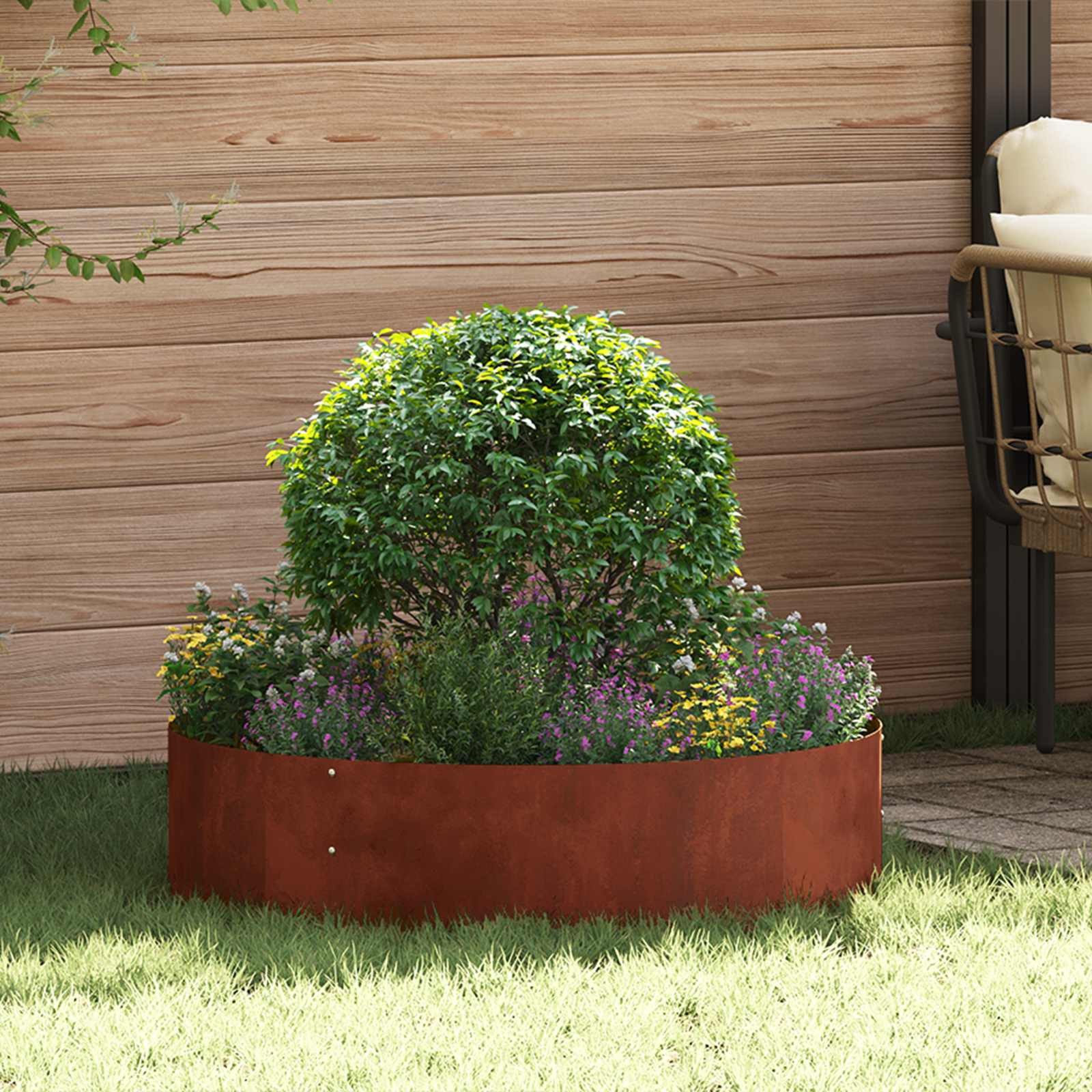 vidaXL Blumentopf Pflanzenring 5 Stk. Rostig 80 x 80 x 20 cm Wetterfeststahl (5 St) – Bild 2 von 5