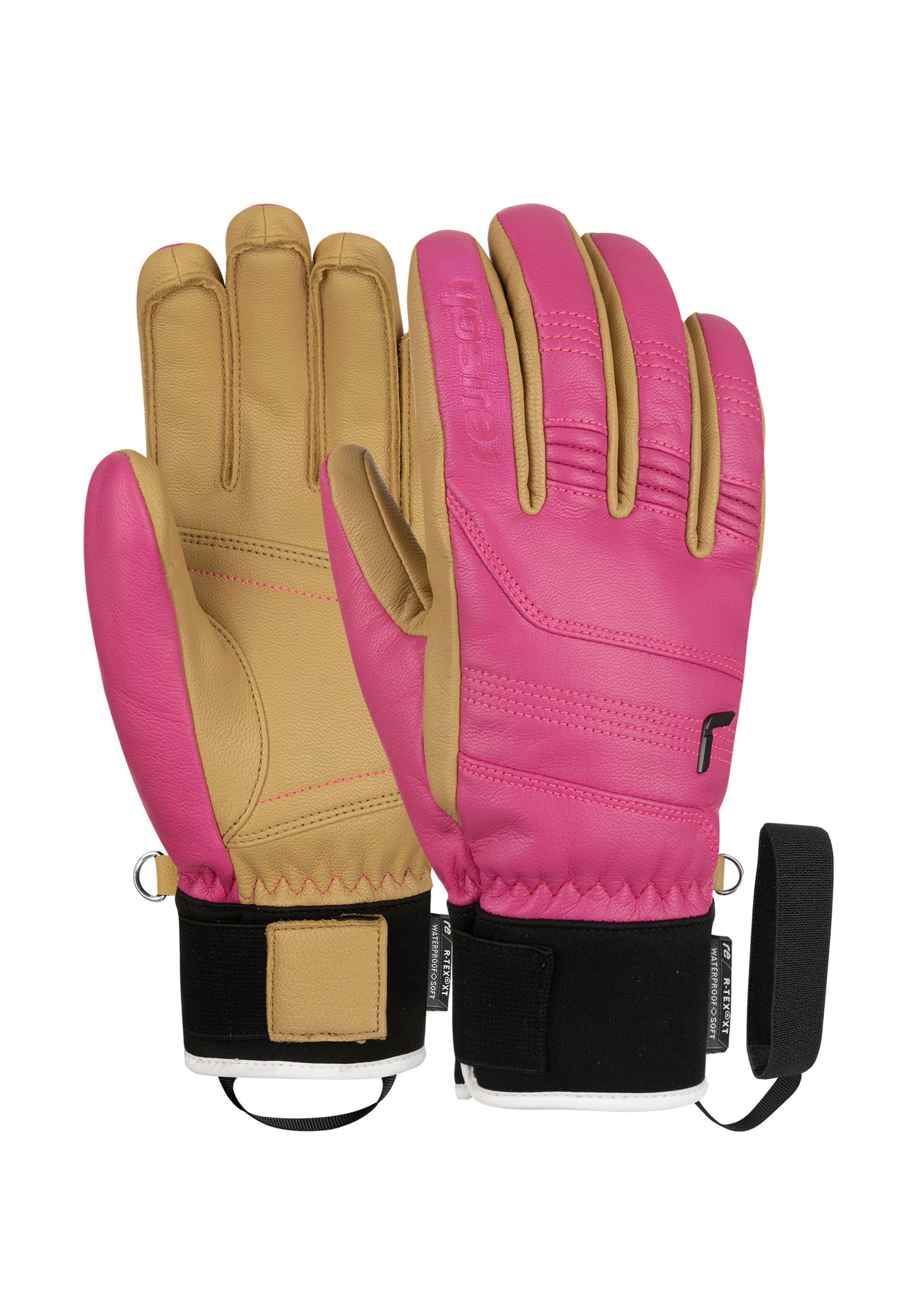 Reusch Skihandschuhe Highland R-TEX® XT aus wasserdichtem und atmungsaktivem Material braun-rosa | Handschuhe