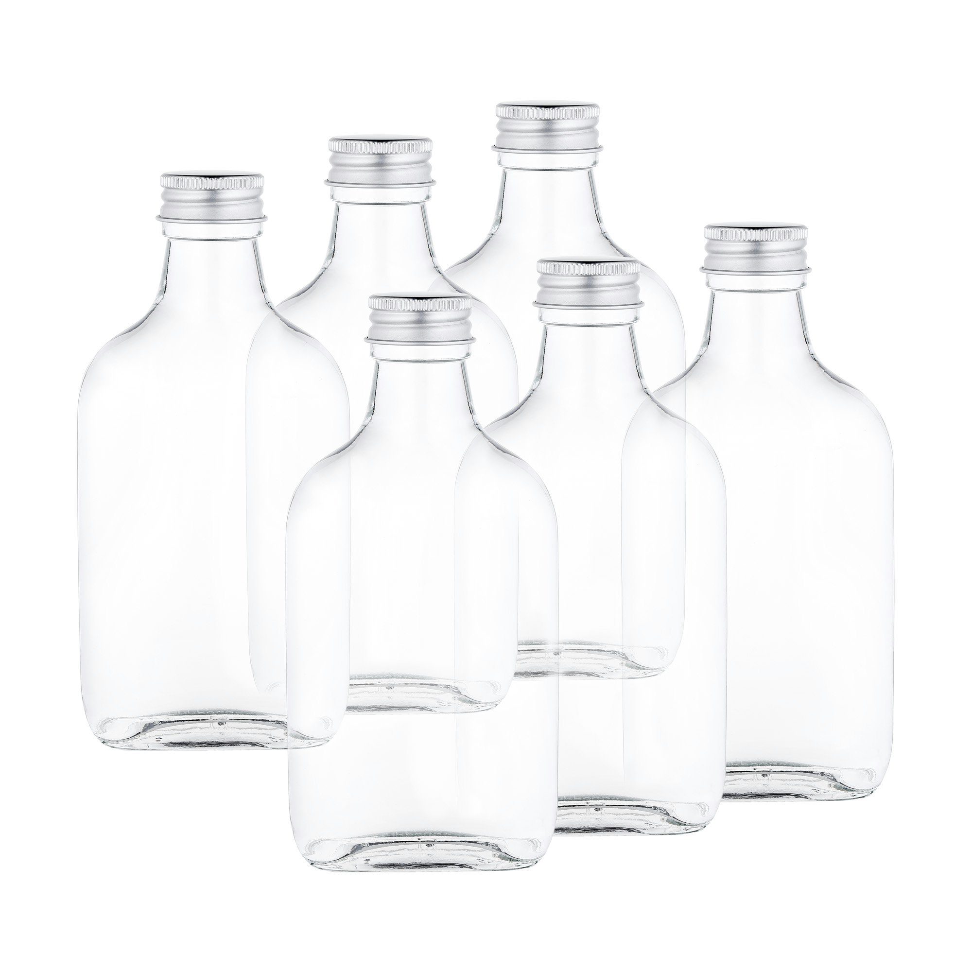 28 ml 6er PP MamboCat Einmachglas incl. Silber Glas Deckel 200 Taschenflasche Fläschchen, Set