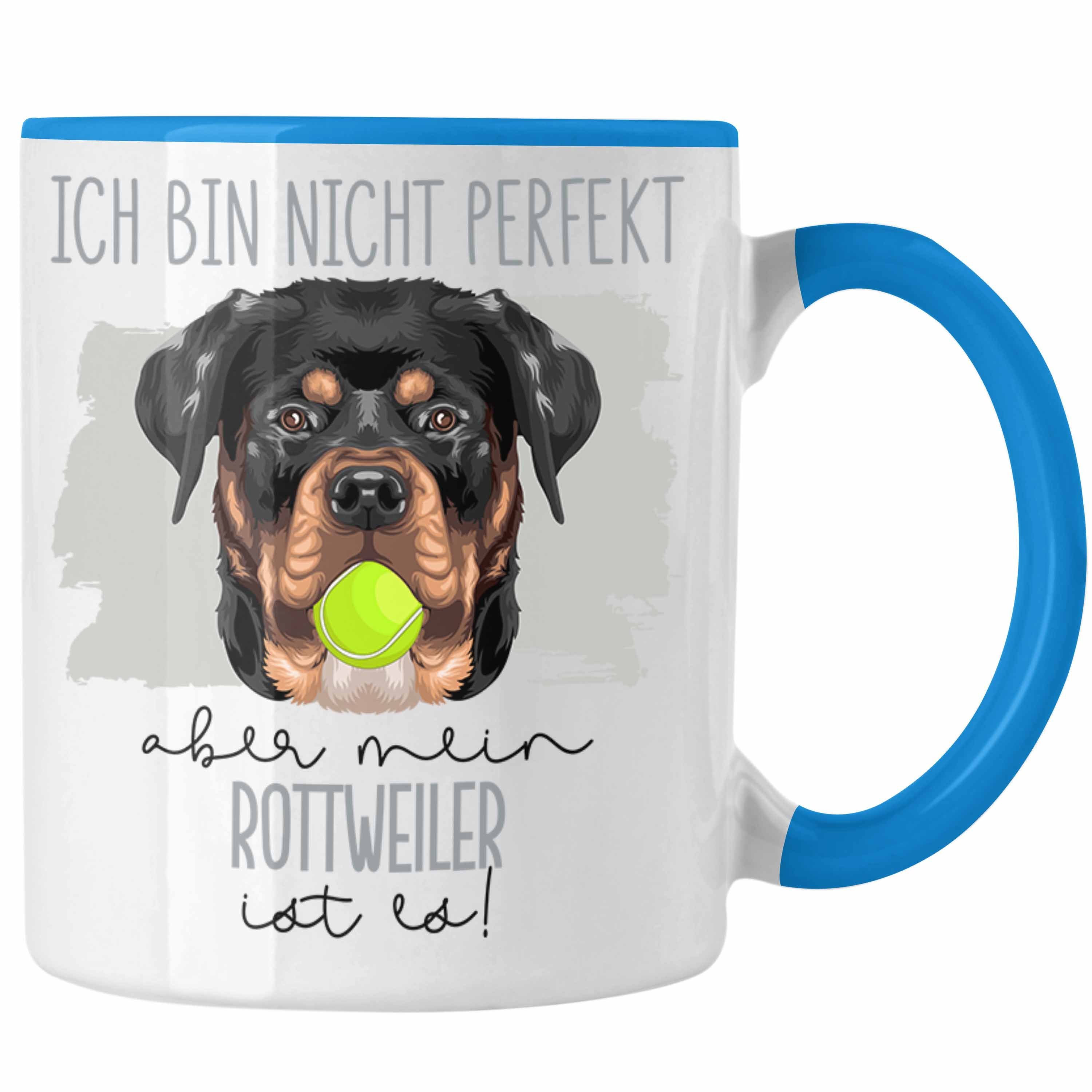 Blau Tasse Geschenkidee Besitz Geschenk Besitzer Tasse Spruch Trendation Lustiger Rottweiler