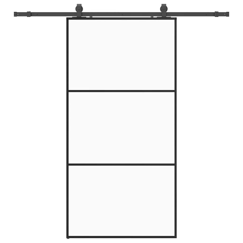 vidaXL Schiebetür Schiebetür mit Beschlag Schwarz 102x205 cm ESG-Glas
