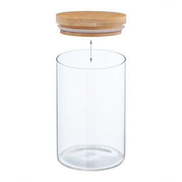 relaxdays Vorratsglas Vorratsgläser mit Bambusdeckel 6er Set, Glas