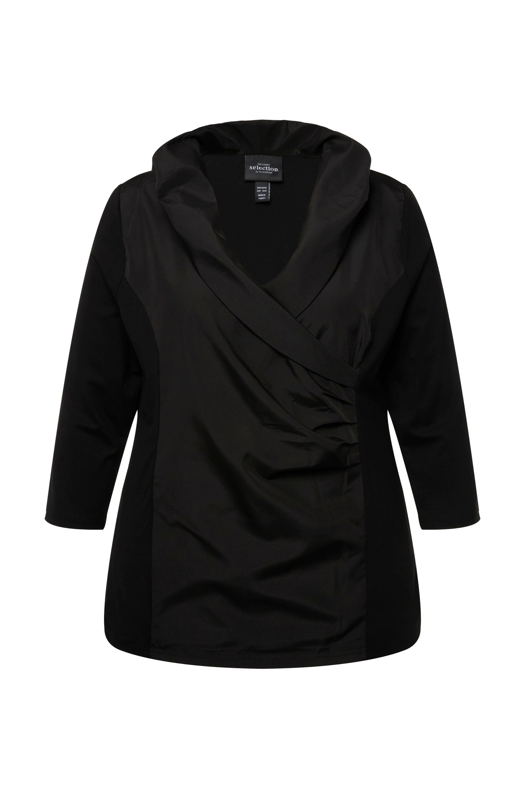 Ulla Popken T-Shirt Shirt Taft-Kragen Classic V-Ausschnitt 3/4-Arm günstig online kaufen