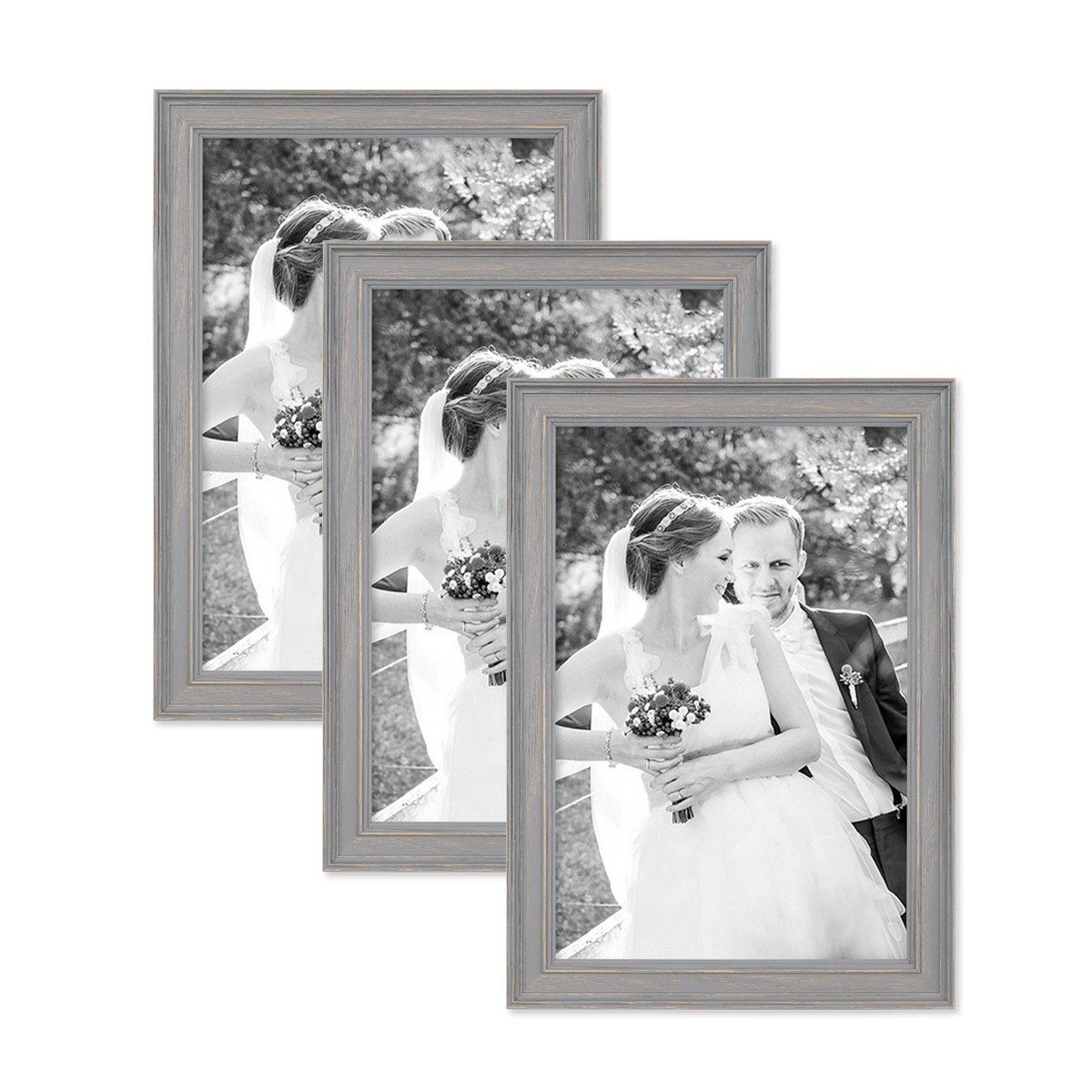 PHOTOLINI Bilderrahmen 3er Set Massivholz-Rahmen im günstig online kaufen