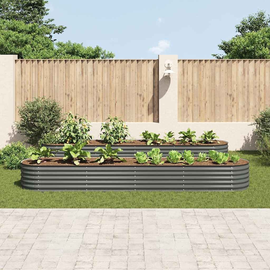 vidaXL Hochbeet Garten-Hochbeet 400 x 80 x 44 cm Verzinkter Stahl Grau (1 St)