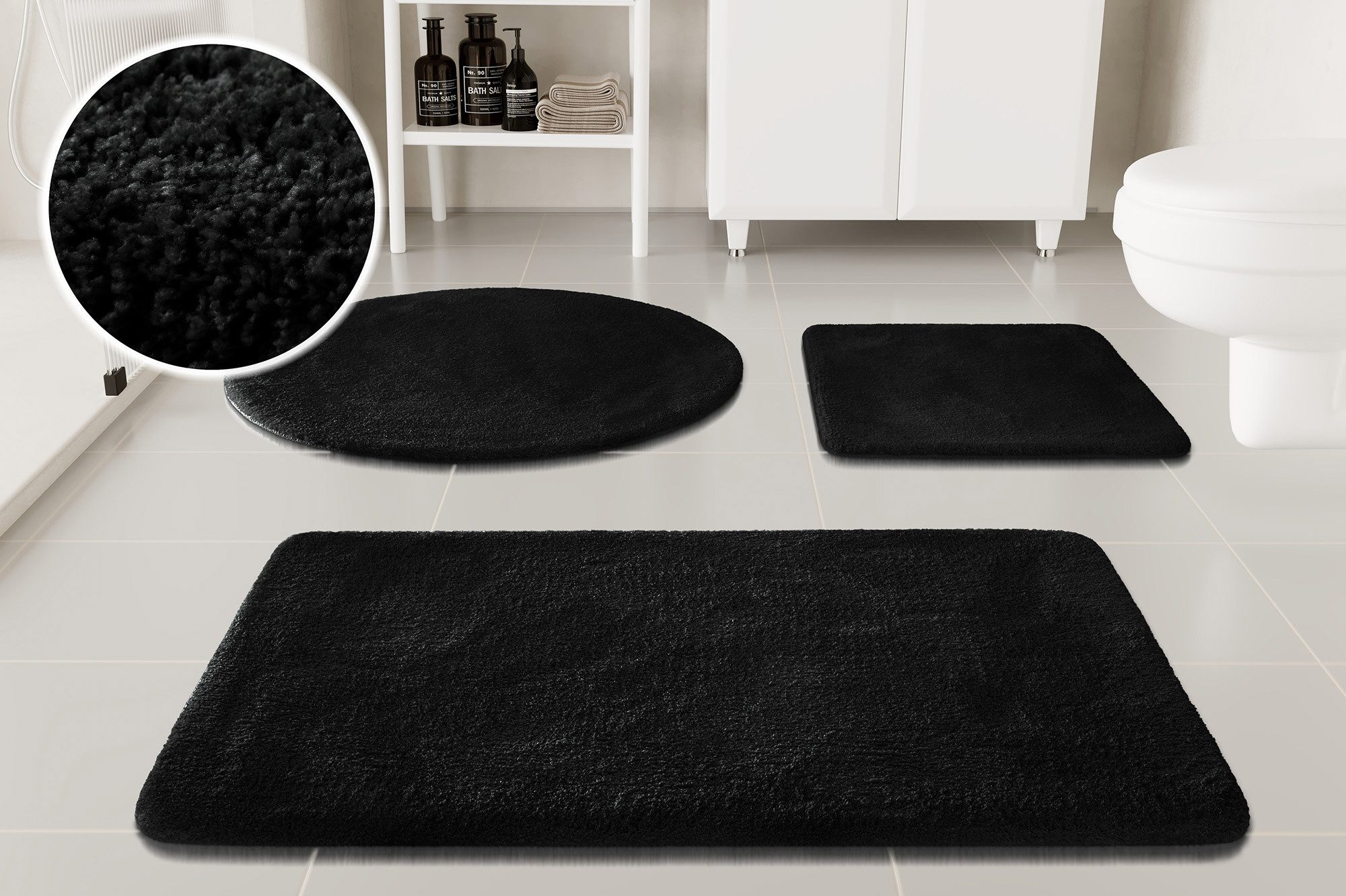 OTTO home Badematte Neele, uni, viele Farben, Badvorleger, Badezimmer Teppich, Höhe 20 mm, rutschhemmend beschichtet, schnell trocknend, Polyester, rechteckig, Badteppich, getuftet, modern, Uni, antirutsch, flauschig, Hochflor