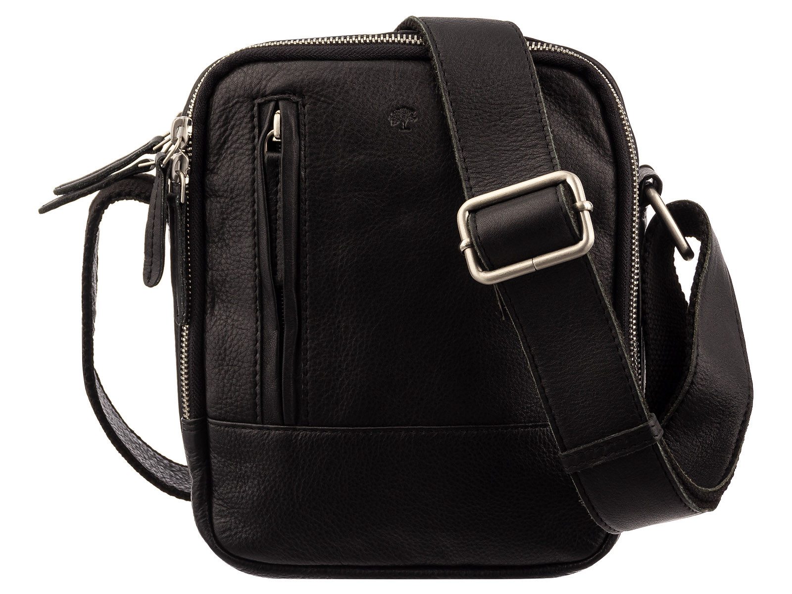 Prato Umhängetasche LM Shahid J41-N glattes Rindleder Umhängetasche Herren schwarz (1-tlg), geprägt